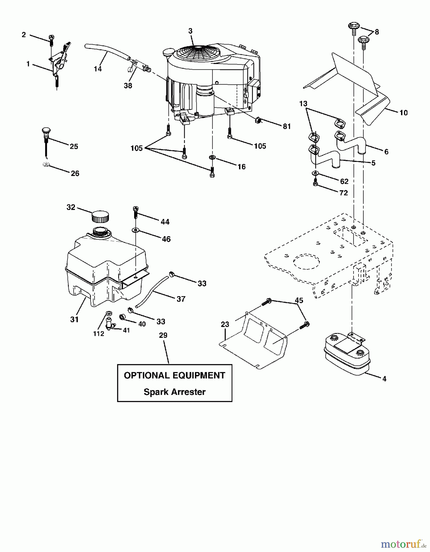 Poulan / Weed Eater Rasen und Gartentraktoren WET2242STB - Weed Eater Lawn Tractor (2003-01) ENGINE