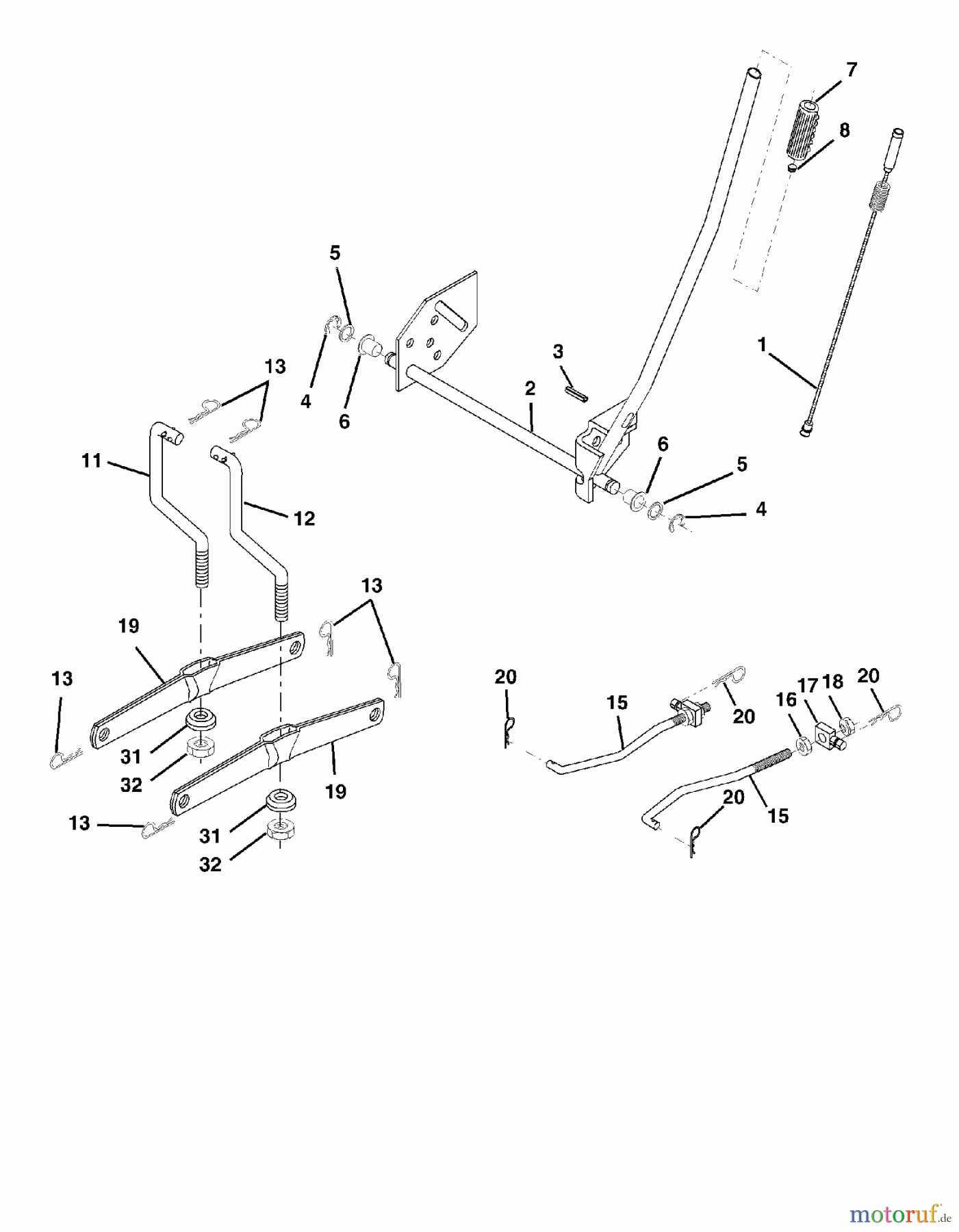 Poulan / Weed Eater Rasen und Gartentraktoren WET2242STD - Weed Eater Lawn Tractor (2004-01) MOWER LIFT / DECK LIFT