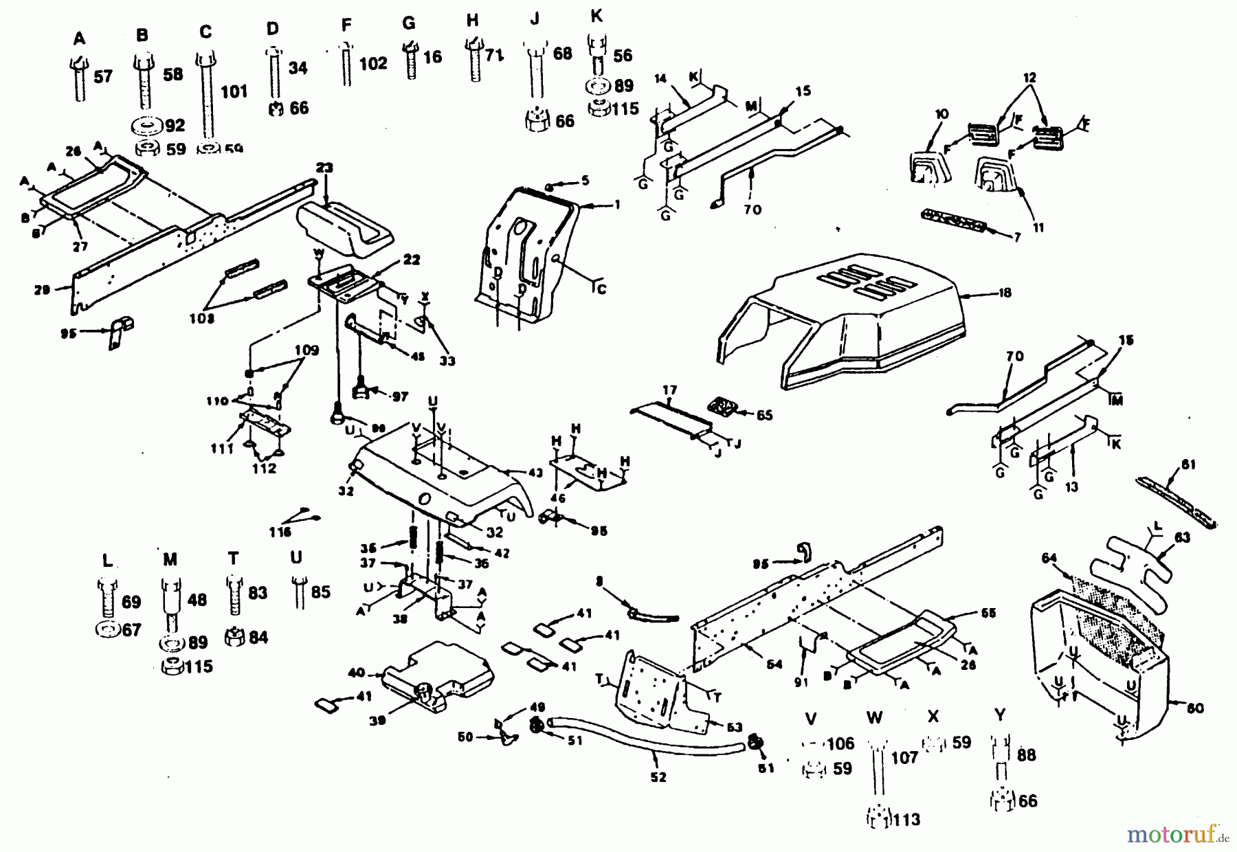  Poulan / Weed Eater Rasen und Gartentraktoren XC1182HB - Poulan Pro Lawn Tractor FRAME, FENDER AND DRAWBAR
