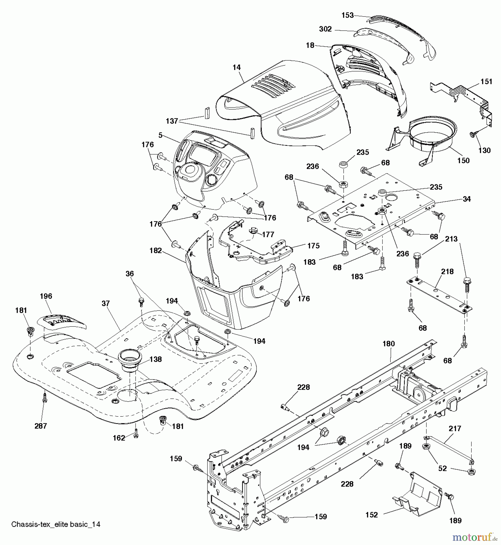  Poulan / Weed Eater Rasen und Gartentraktoren XT195H42LT (96042012101) - Poulan XT Lawn Tractor (2011-04) CHASSIS / FRAME