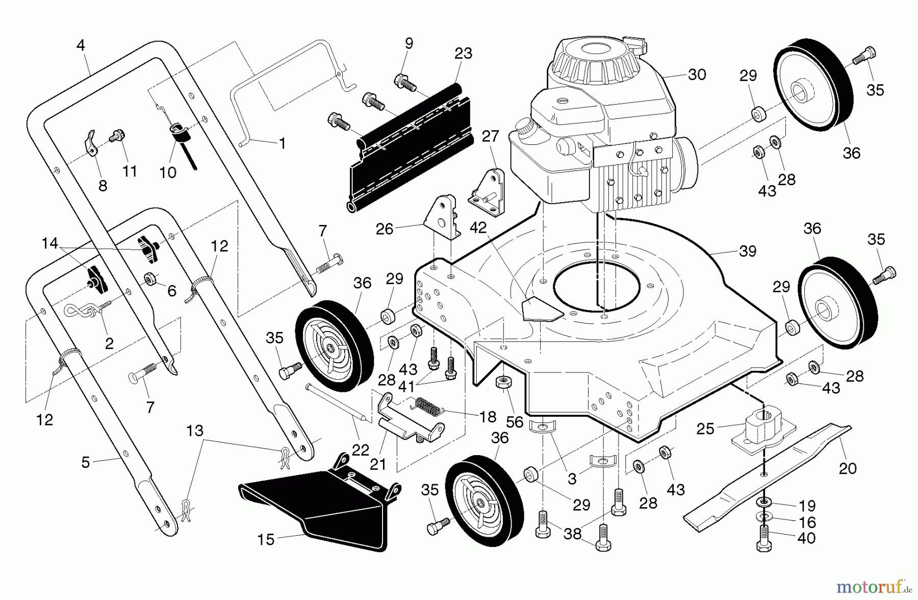 Poulan / Weed Eater Rasenmäher 961120115 (96112011501) - Poulan Walk-Behind Mower (2012-03) FRAME ENGINE