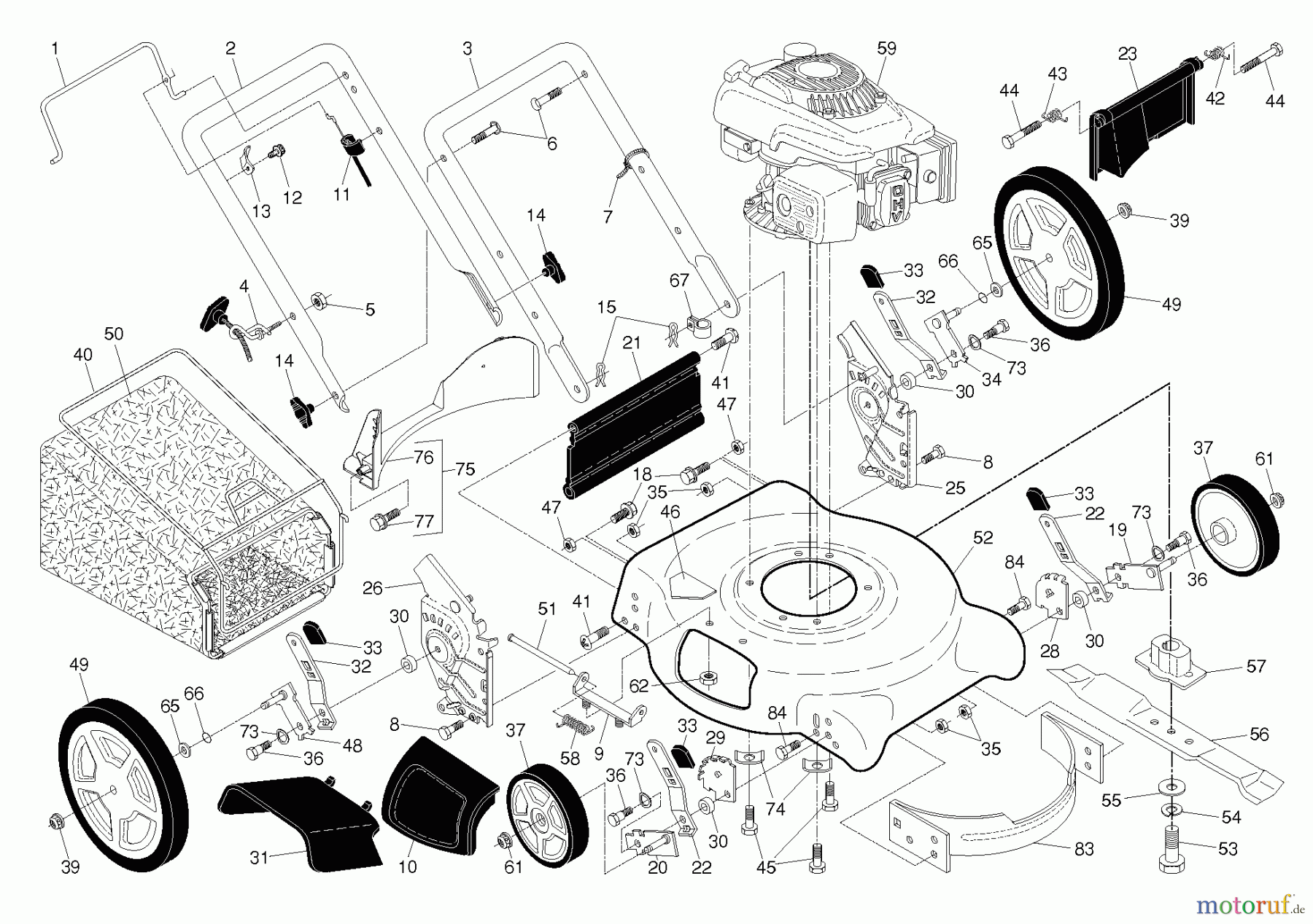 Poulan / Weed Eater Rasenmäher 961380017 (96138001705) - Poulan Walk-Behind Mower (2012-05) FRAME ENGINE