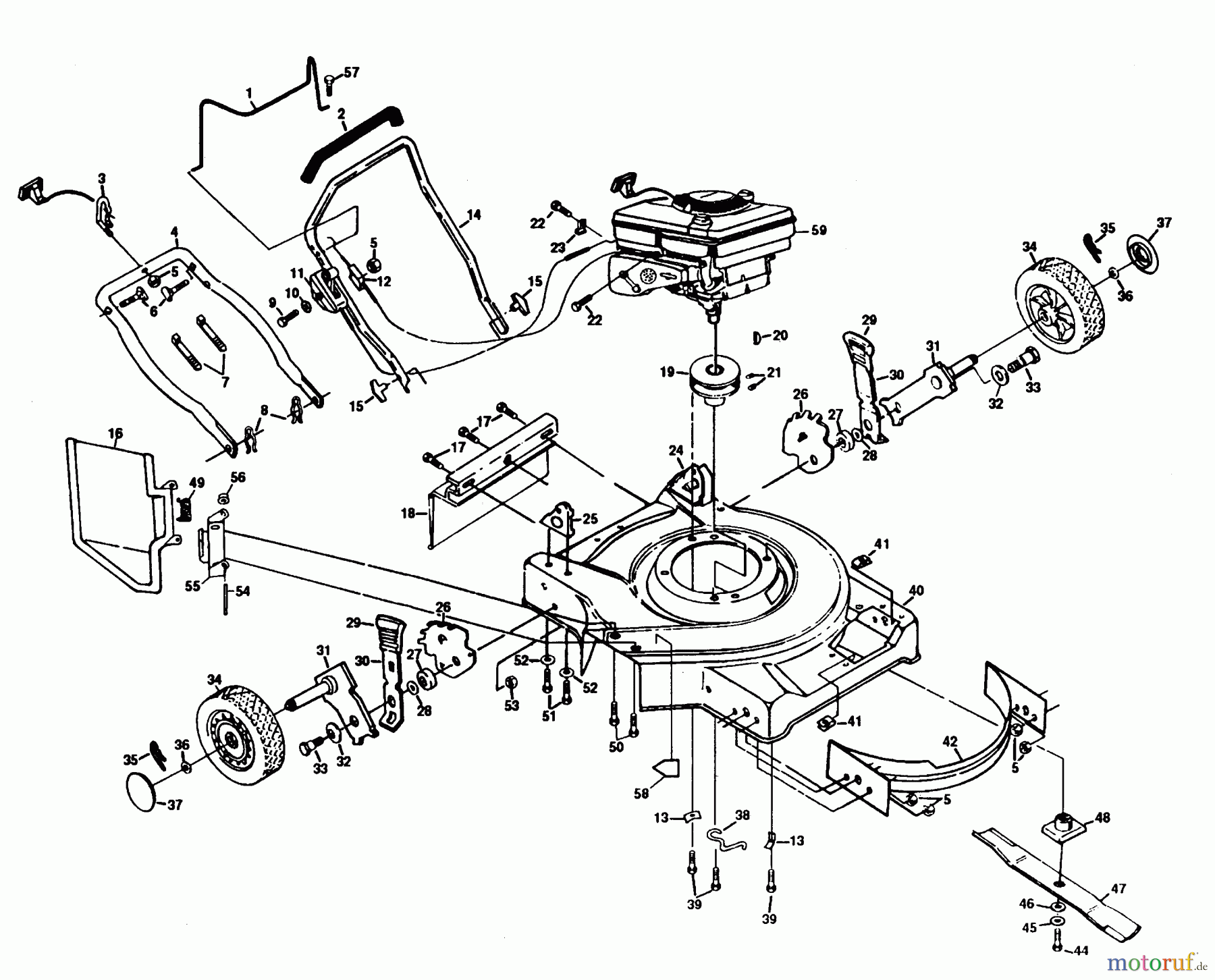  Poulan / Weed Eater Rasenmäher PP750PA - Poulan Pro Walk-Behind Mower MOWER HOUSING, ENGINE B/S 124702