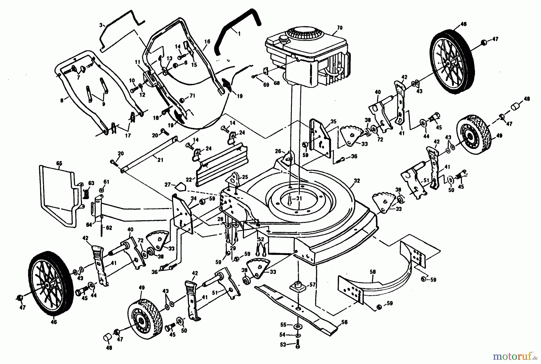Poulan / Weed Eater Rasenmäher PP751HI - Poulan Pro Walk-Behind Mower MOWER ASSEMBLY, ENGINE B/S 124802