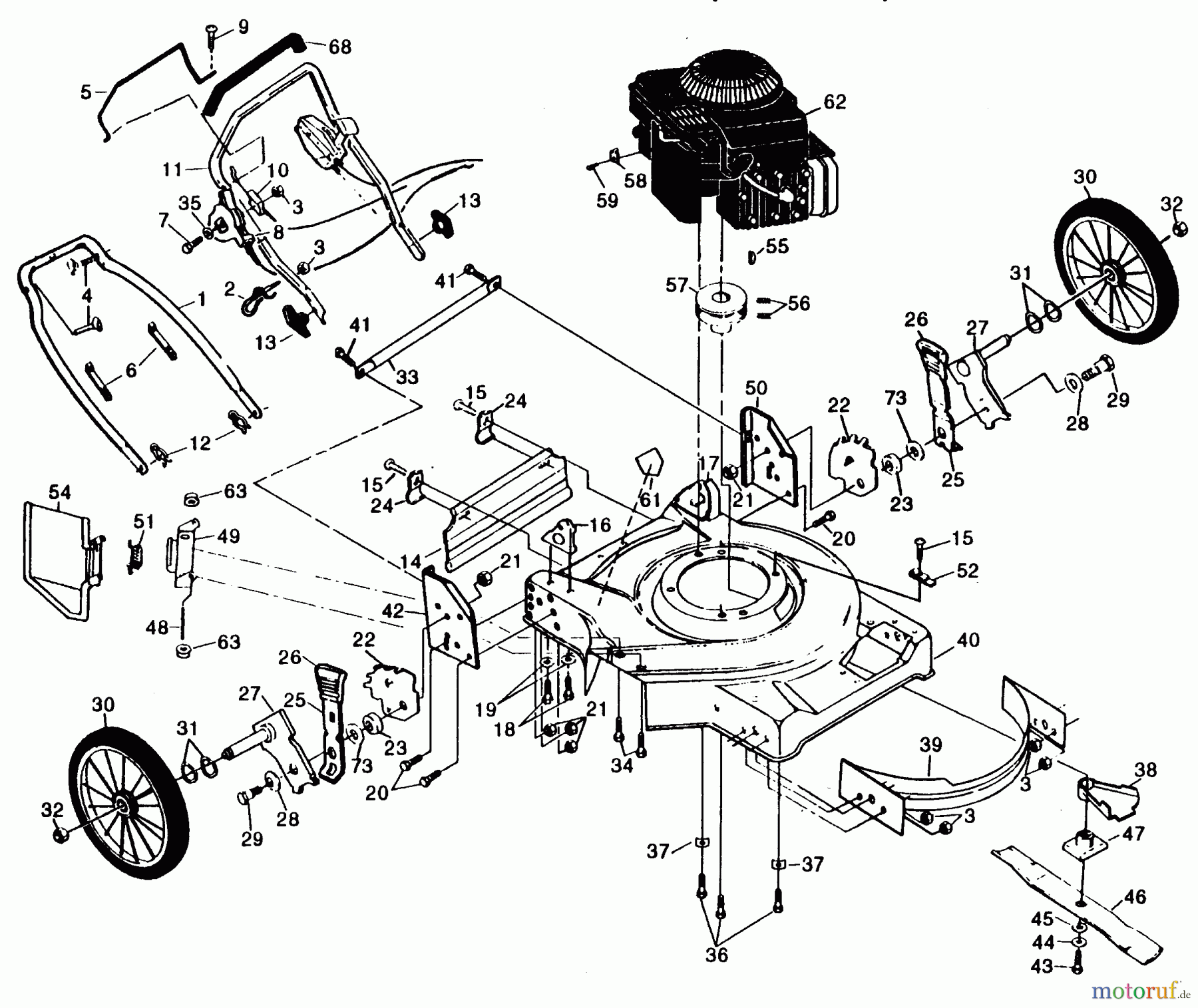 Poulan / Weed Eater Rasenmäher PP752PHJA - Poulan Pro Walk-Behind Mower MOWER HOUSING, ENGINE B/S 124802