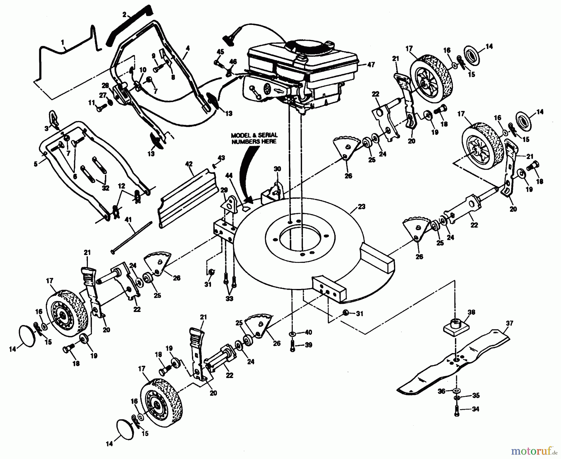 Poulan / Weed Eater Rasenmäher PP8000MA - Poulan Pro Walk-Behind Mower MOWER ASSEMBLY, ENGINE B/S 124702