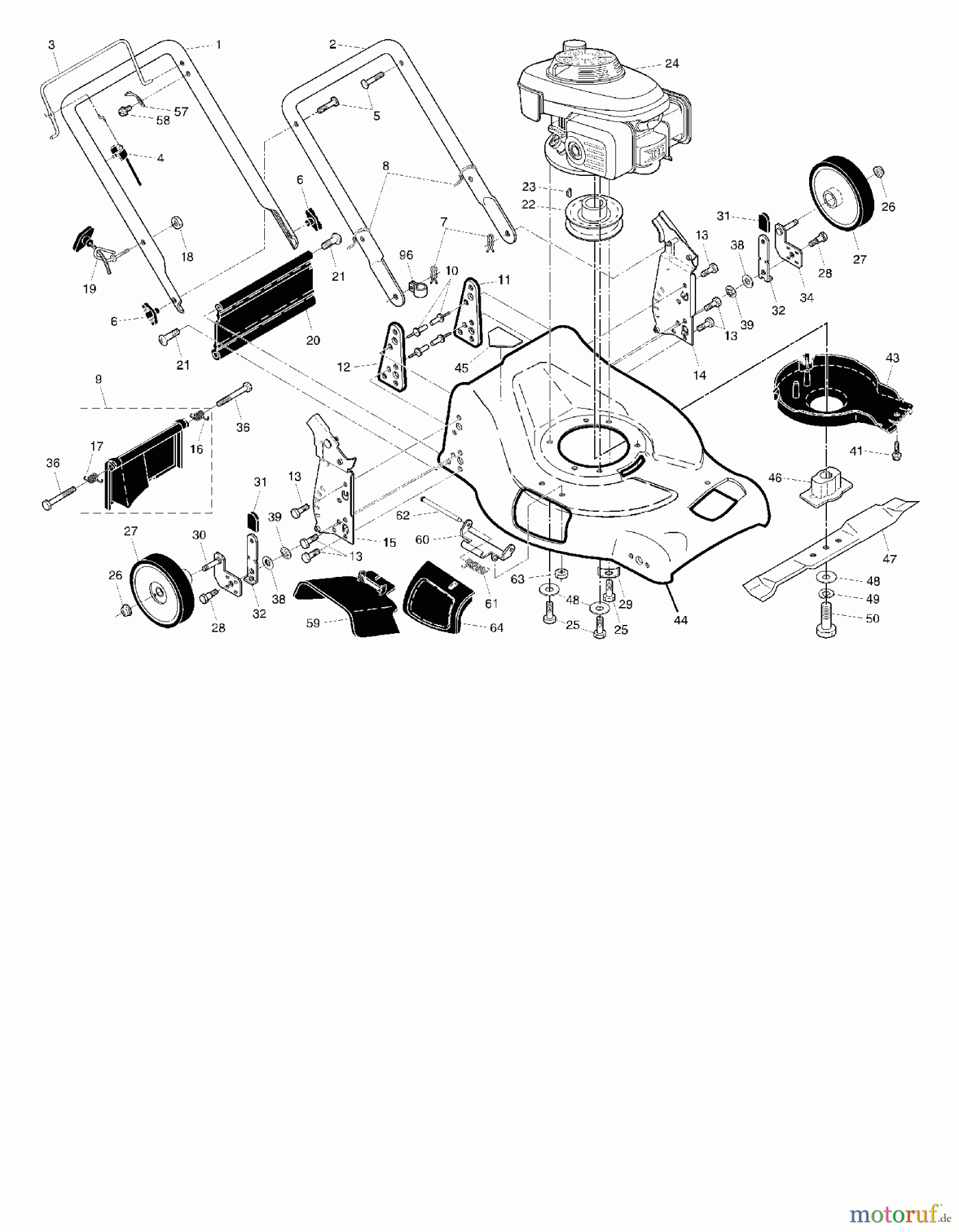 Poulan / Weed Eater Rasenmäher PR65Y21C (96142000301) - Poulan Pro Walk-Behind Mower (2005-01) HANDLE