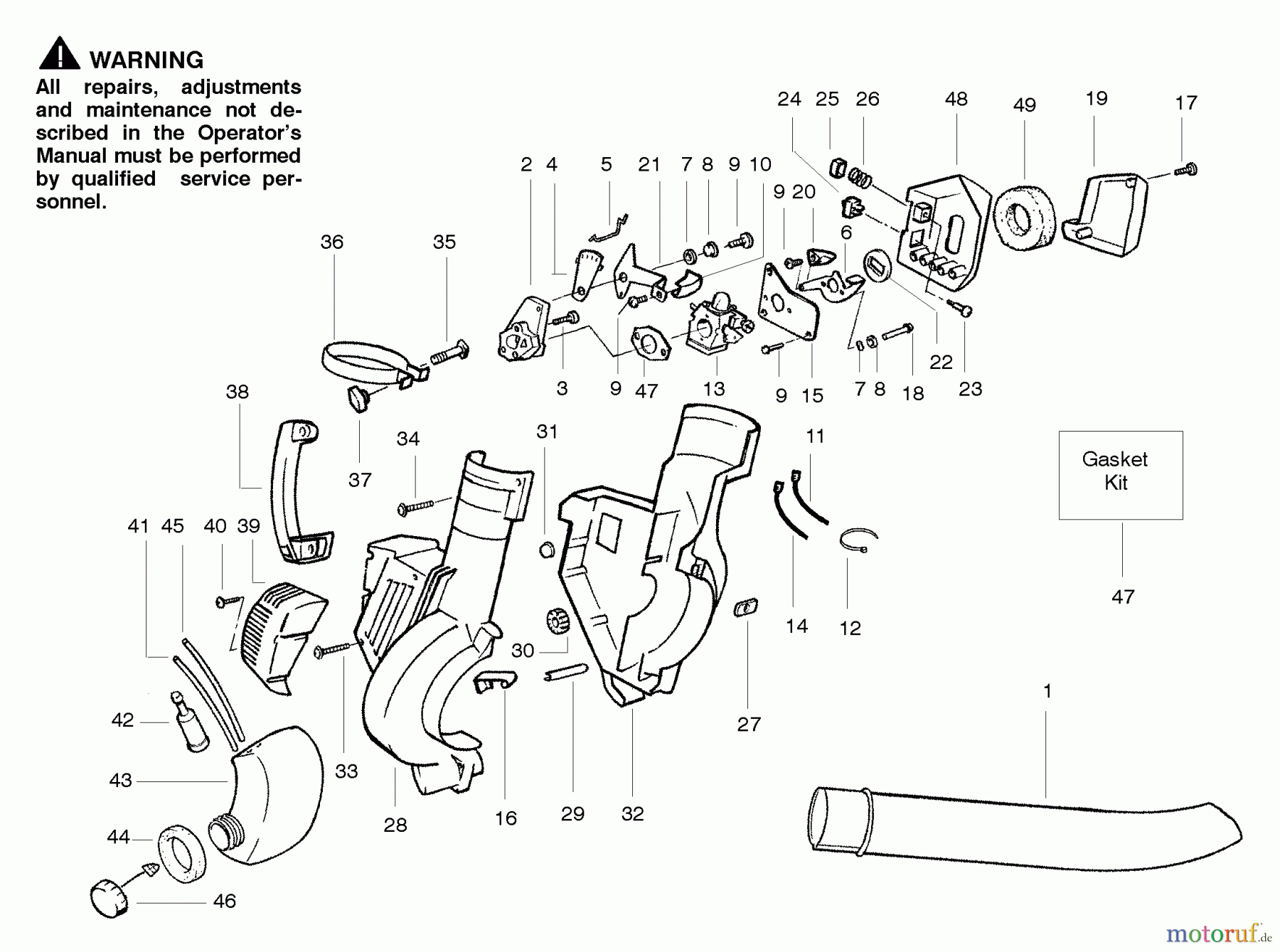 Poulan / Weed Eater Bläser / Sauger / Häcksler / Mulchgeräte BV1850 (Type 1) - Weed Eater Barracuda Blower Handle,Chassis & Blower Assembly Type 1