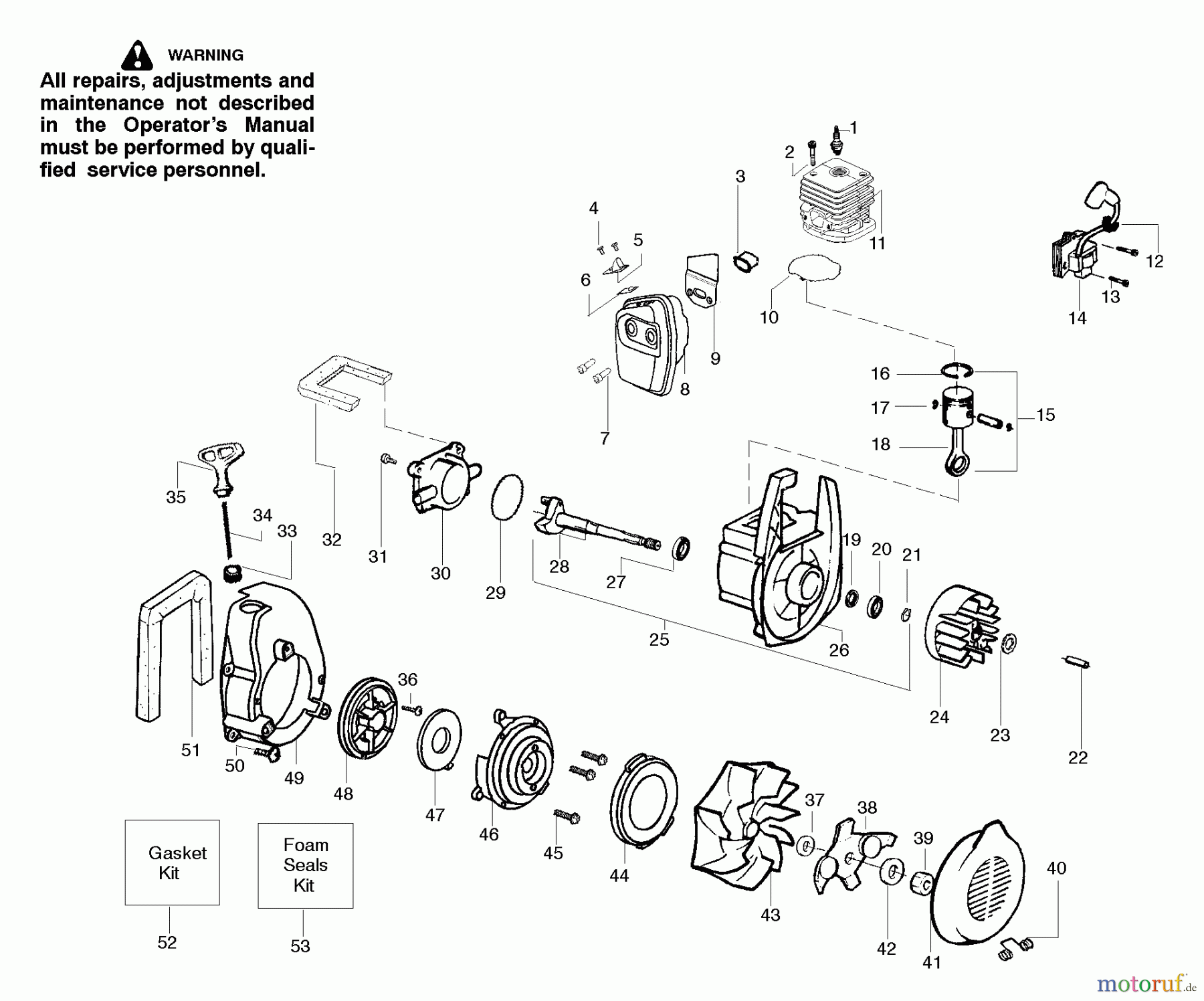 Poulan / Weed Eater Bläser / Sauger / Häcksler / Mulchgeräte BV1850 (Type 2) - Weed Eater Barracuda Blower Engine Assembly Type 2