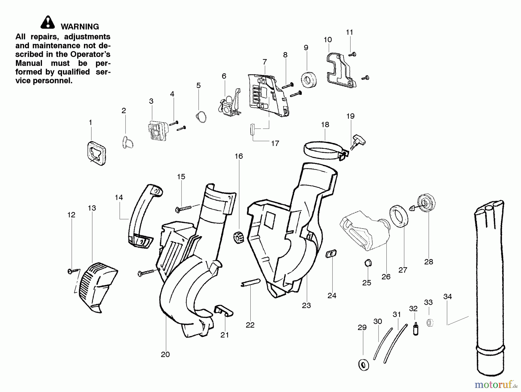 Poulan / Weed Eater Bläser / Sauger / Häcksler / Mulchgeräte BV1850 (Type 2) - Weed Eater Barracuda Blower Handle, Chassis & Blower Assembly Type 2