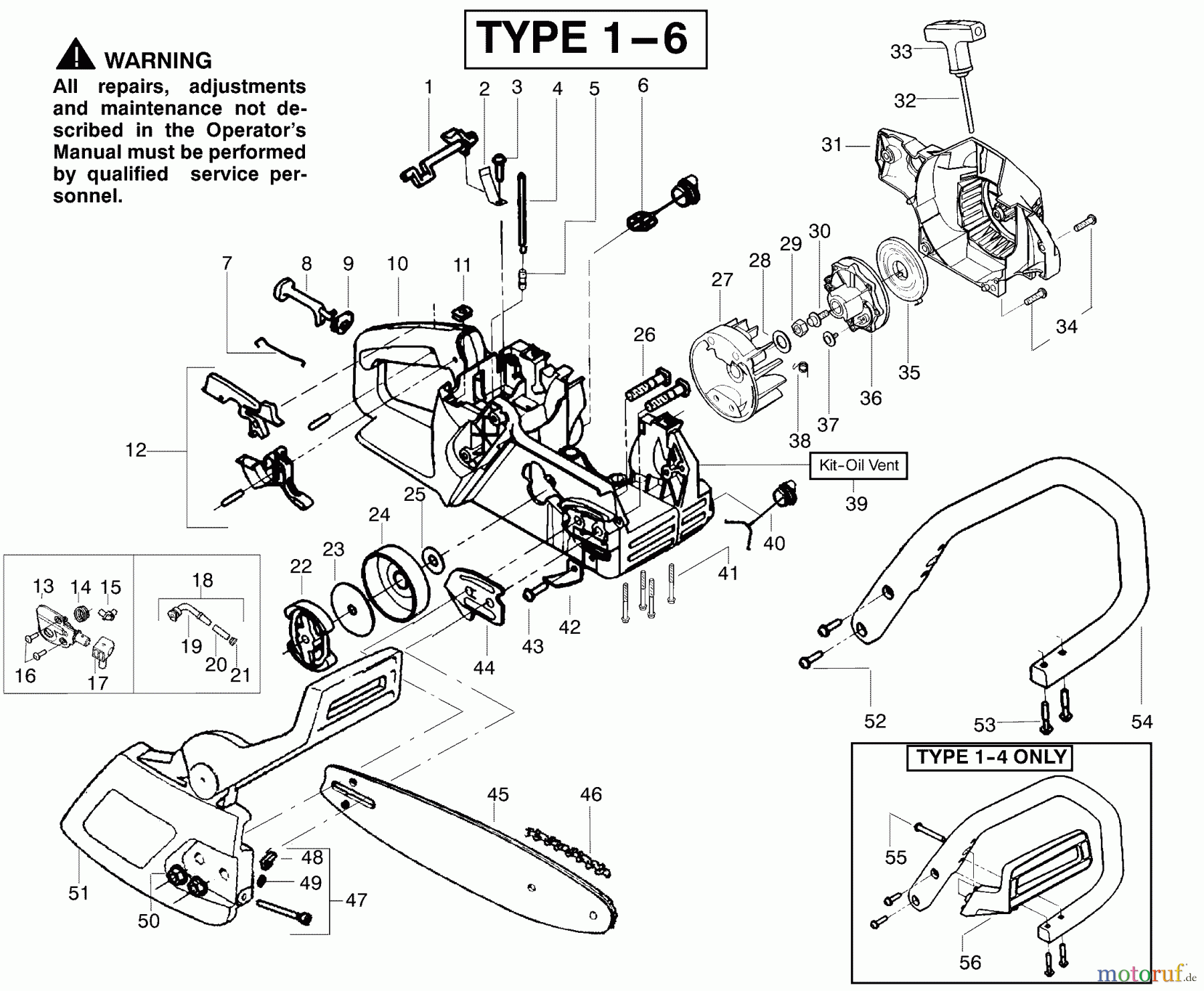 Poulan / Weed Eater Motorsägen 1950 (Type 6) - Poulan Woodshark Chainsaw Chassis & Bar Assembly Type 1-6