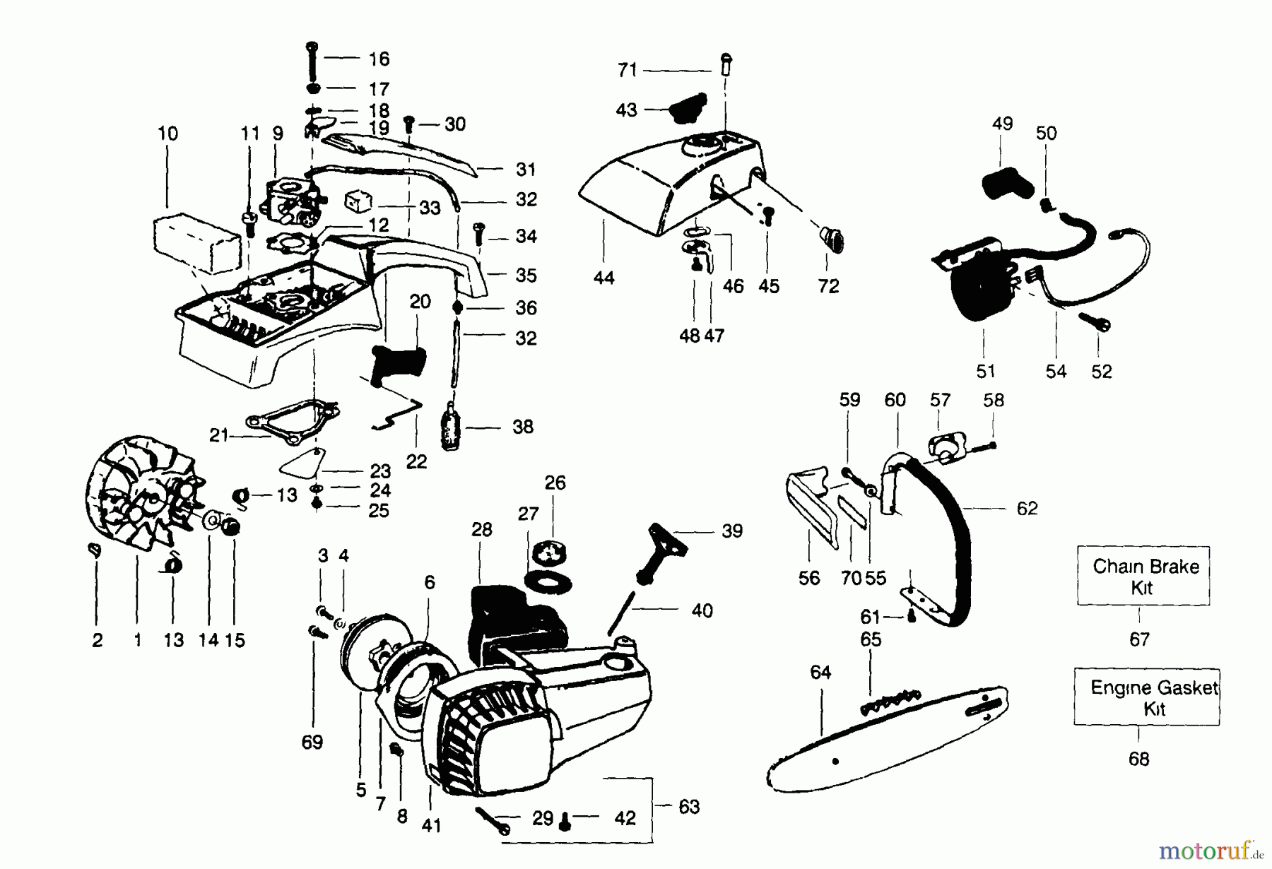 Poulan / Weed Eater Motorsägen 1800 SUPER - Poulan Chainsaw HANDLES & HOUSING