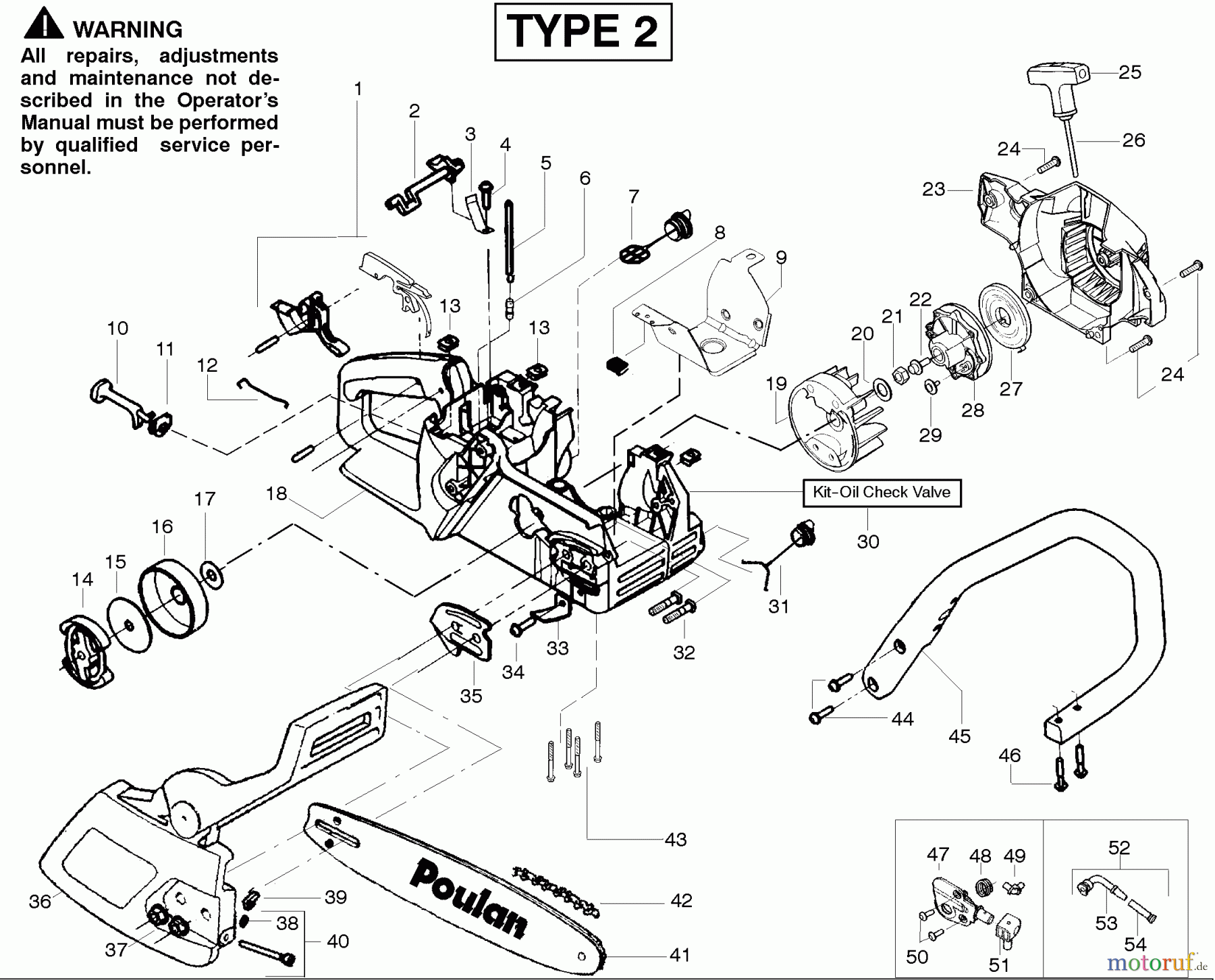 Poulan / Weed Eater Motorsägen 2050LE (Type 2) - Poulan Pioneer Chainsaw Starter Type 2