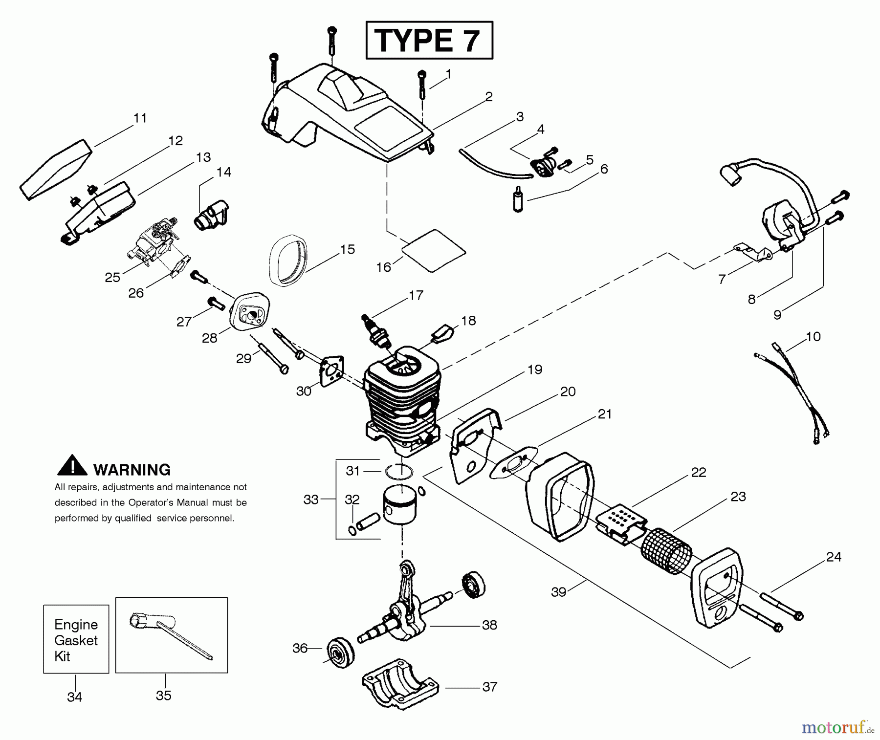 Poulan / Weed Eater Motorsägen 2050WT (Type 7) - Poulan Wildthing Chainsaw Engine Assembly Type 7
