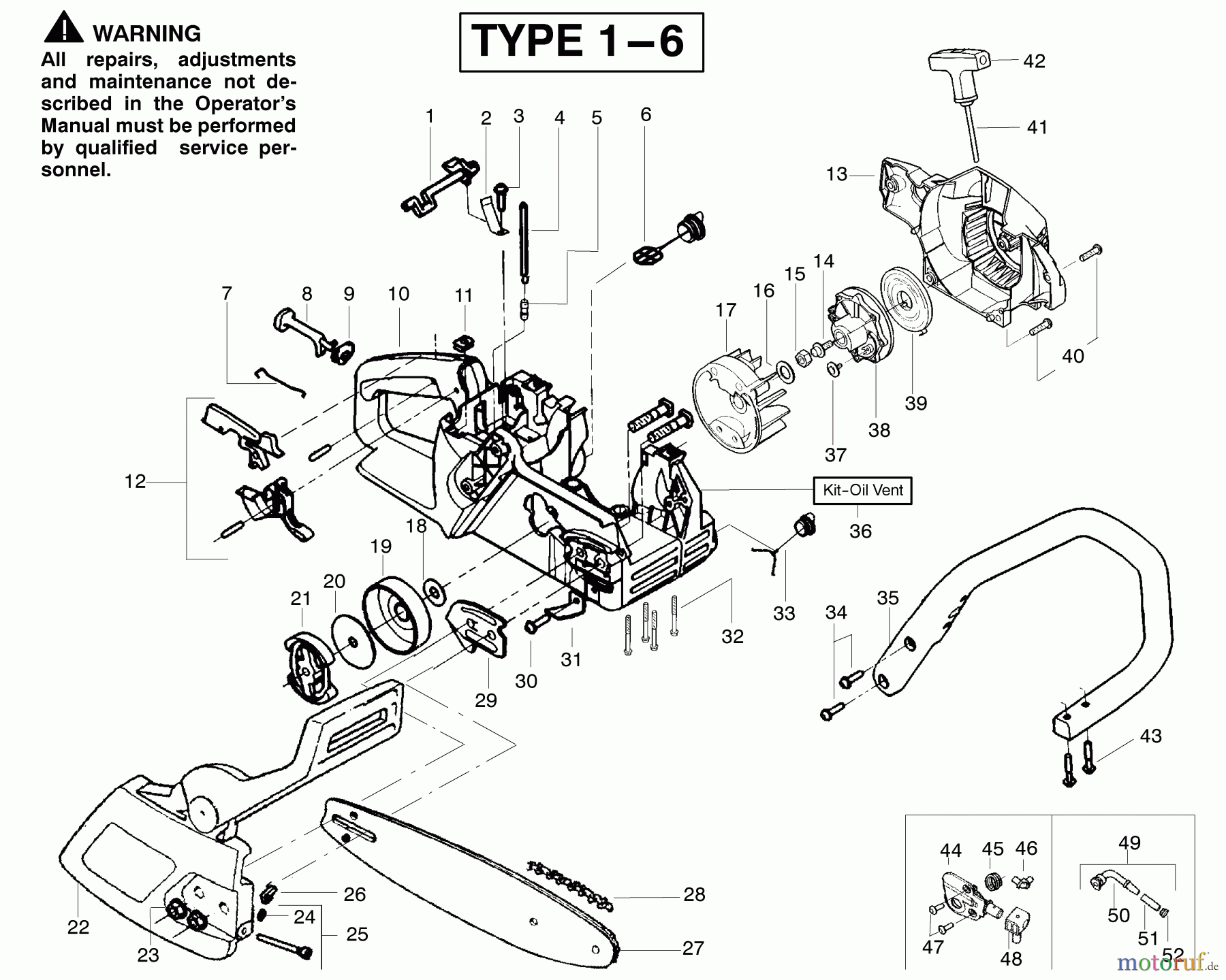 Poulan / Weed Eater Motorsägen 2055 (Type 4) - Poulan Woodsman Chainsaw Handle, Chassis & Bar Assembly Type 1-6