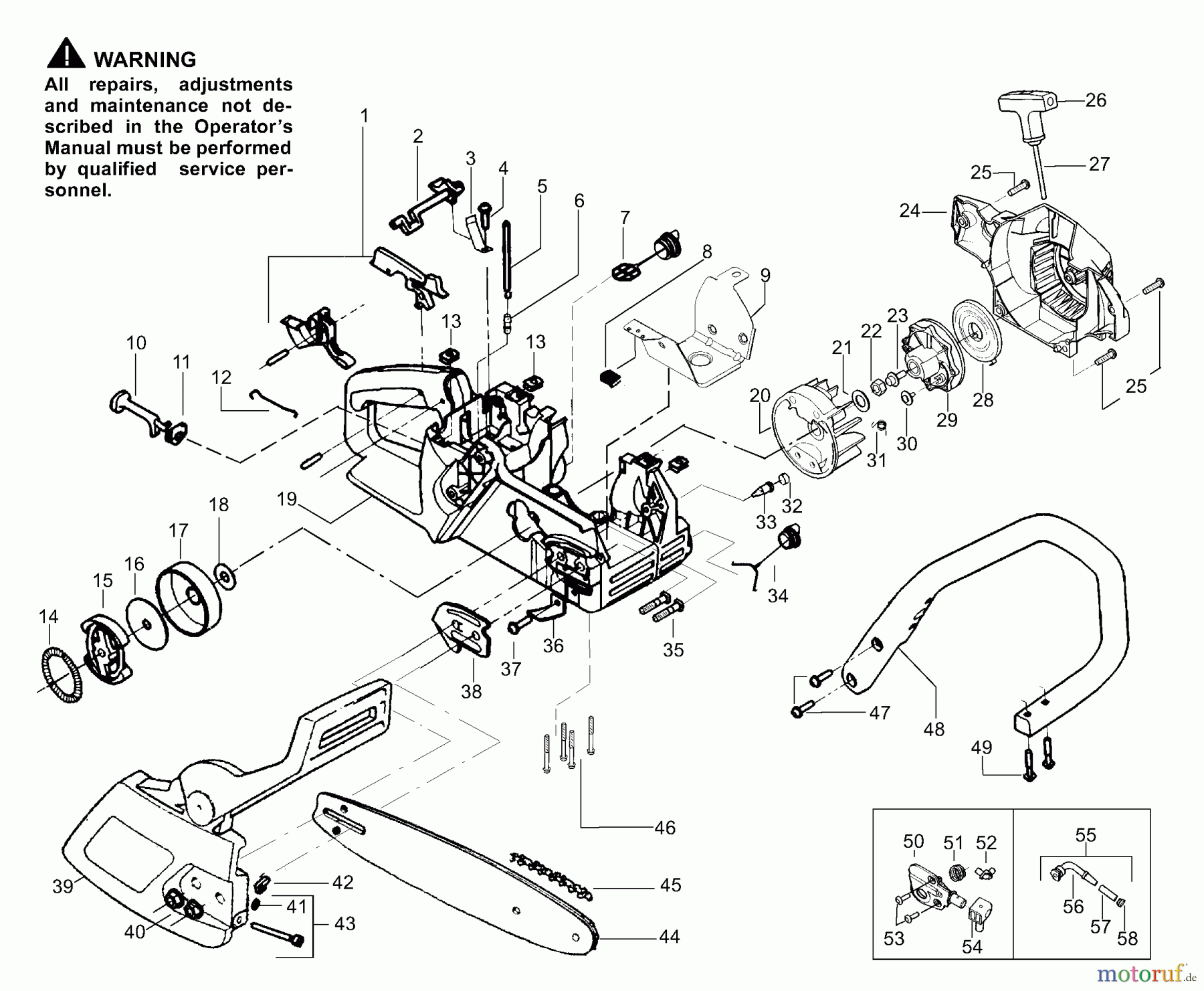 Poulan / Weed Eater Motorsägen 2075LE - Poulan Chainsaw Handle, Chassis & Bar Assembly