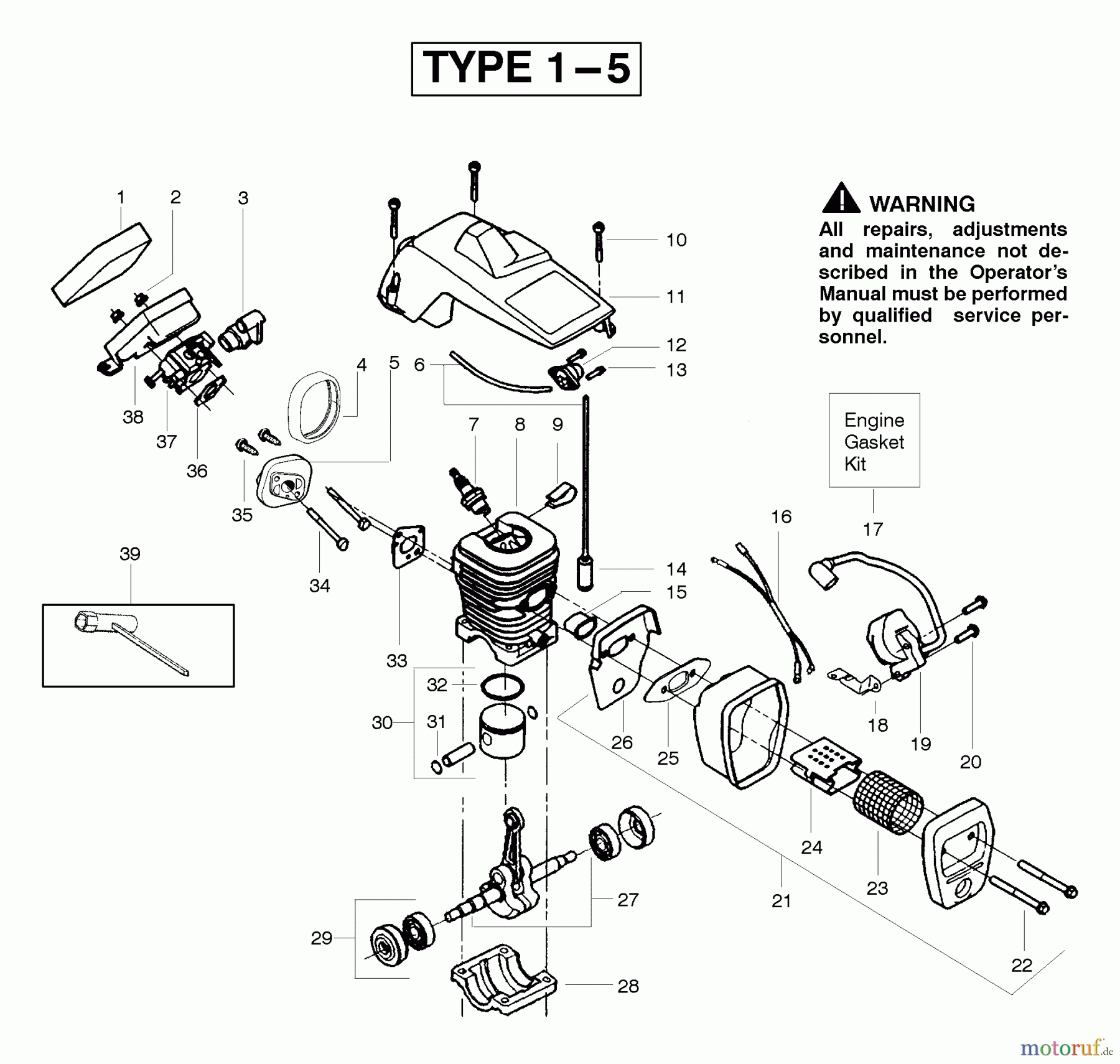 Poulan / Weed Eater Motorsägen 2150 (Type 5) - Poulan Predator Chainsaw Engine Assembly