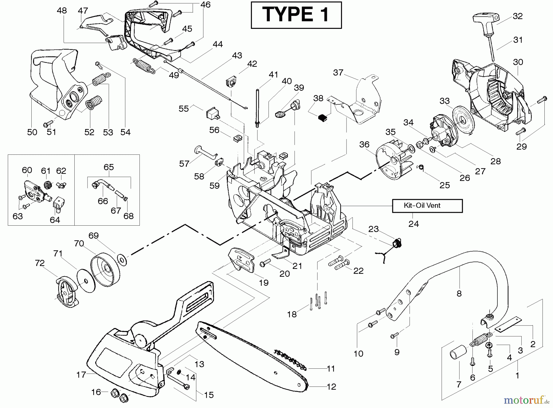 Poulan / Weed Eater Motorsägen 2250LE (Type 1) - Poulan Woodmaster Chainsaw Starter Type 1