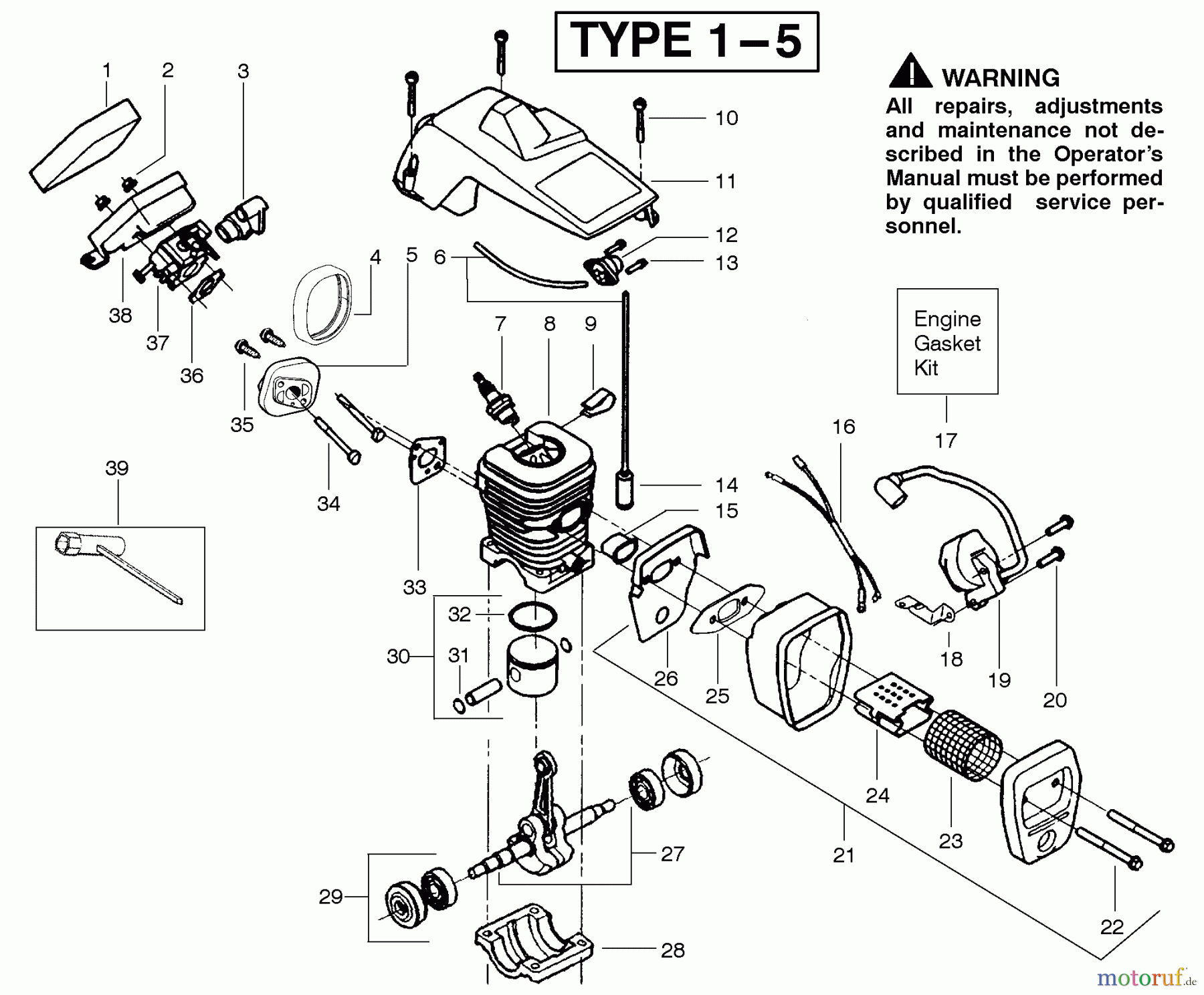 Poulan / Weed Eater Motorsägen 2175 (Type 4) - Poulan Wildthing Chainsaw Engine Assembly Type 1-5