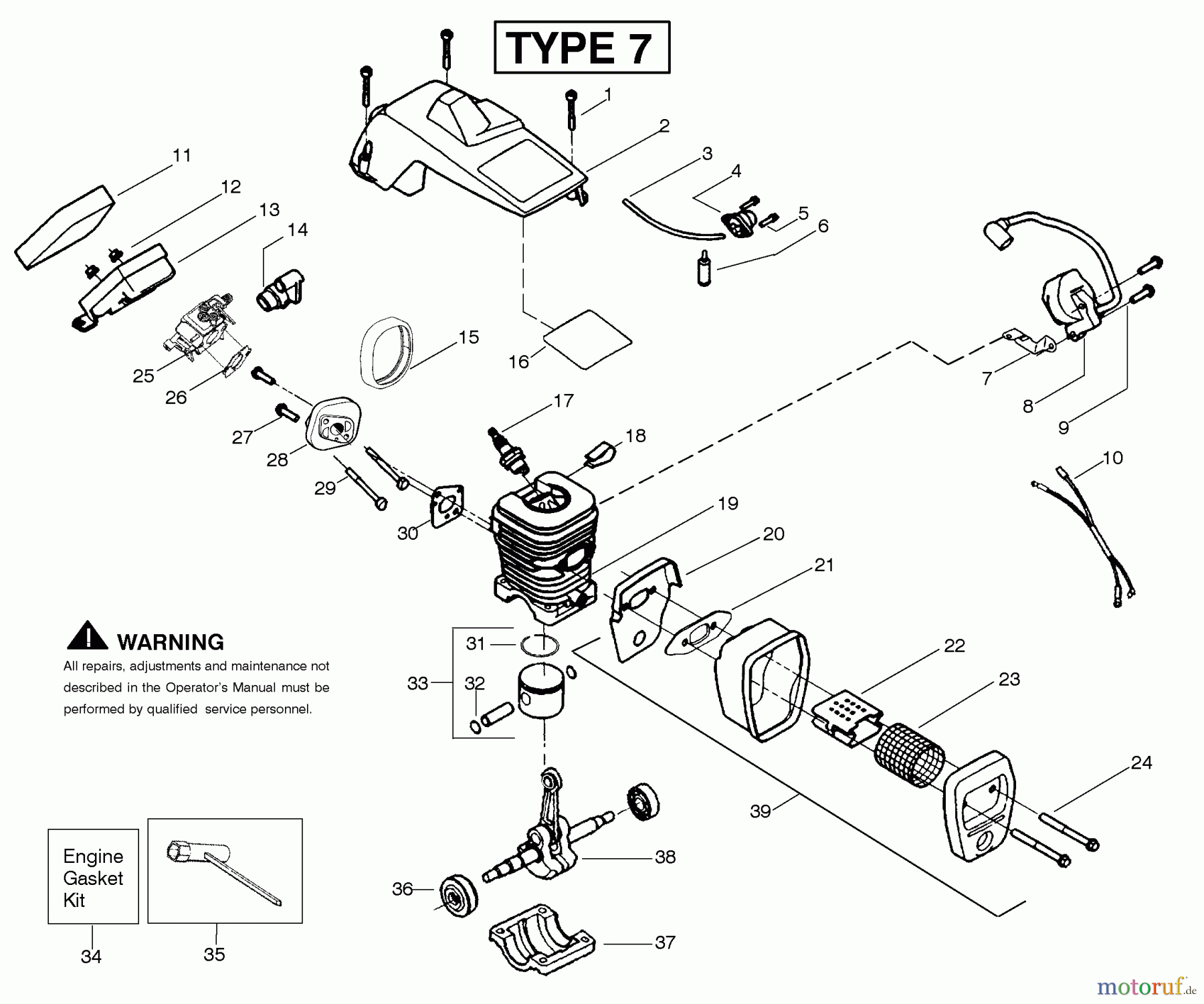 Poulan / Weed Eater Motorsägen 2175 (Type 7) - Poulan Wildthing Chainsaw Engine Assembly Type 7