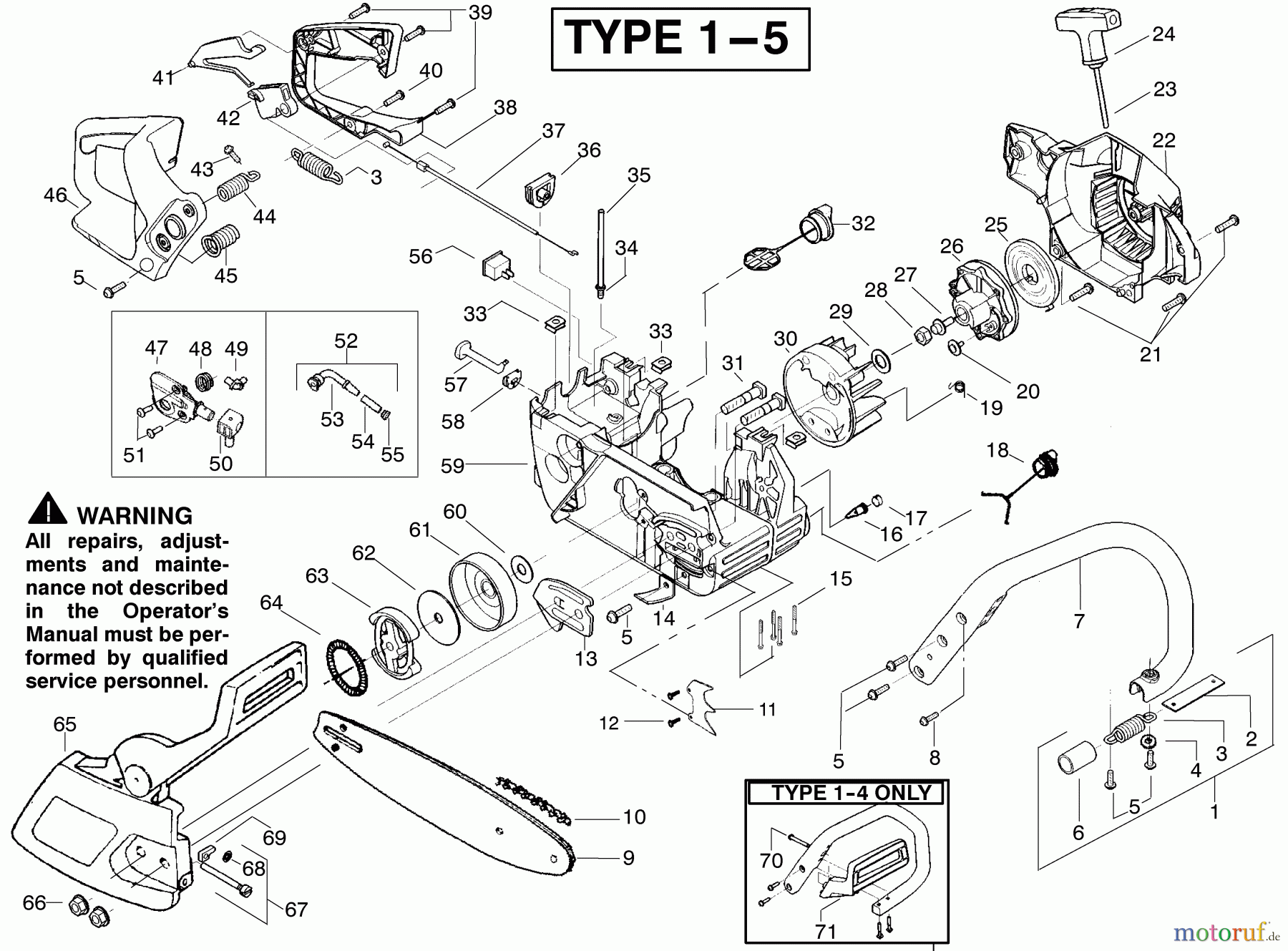 Poulan / Weed Eater Motorsägen 2250 (Type 3) - Poulan Woodmaster Chainsaw Handle, Chassis & Bar Assembly Type 1-4
