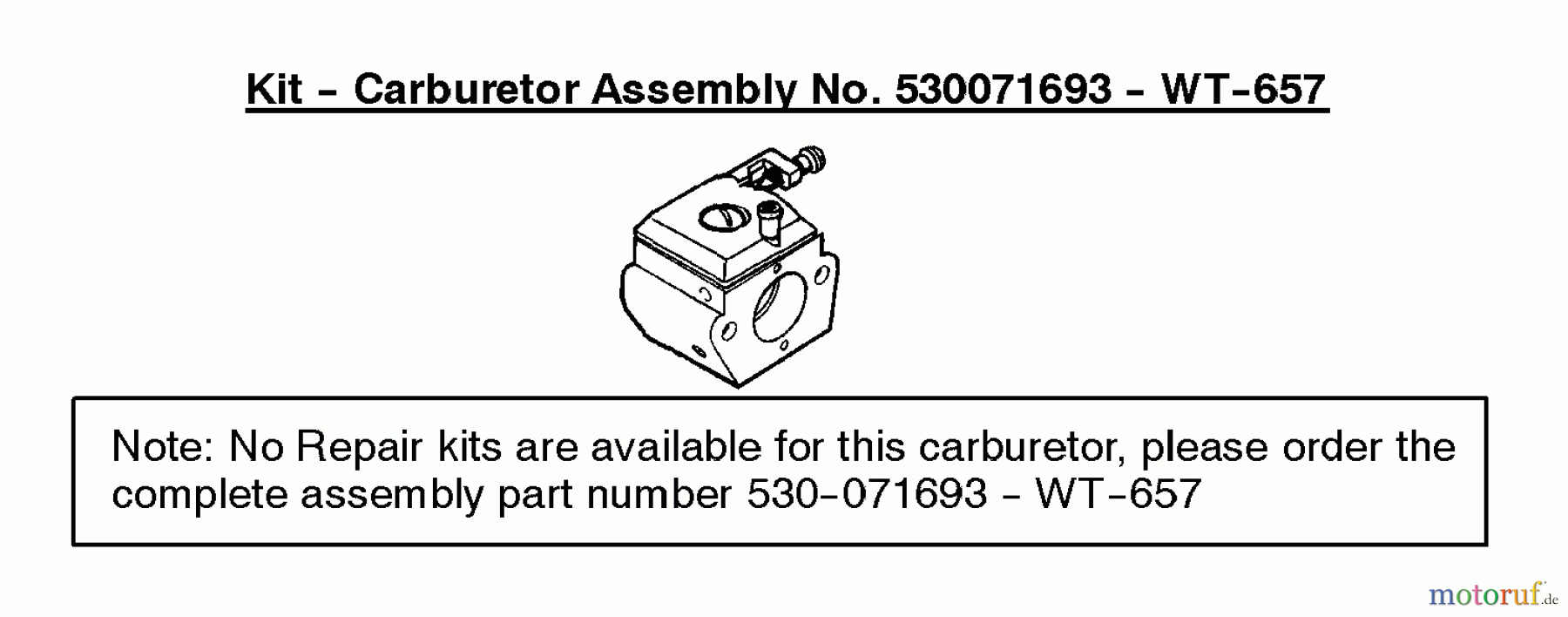 Poulan / Weed Eater Motorsägen 2775 (Type 2) - Poulan Chainsaw Carburetor Assembly - (WT657) 530071693