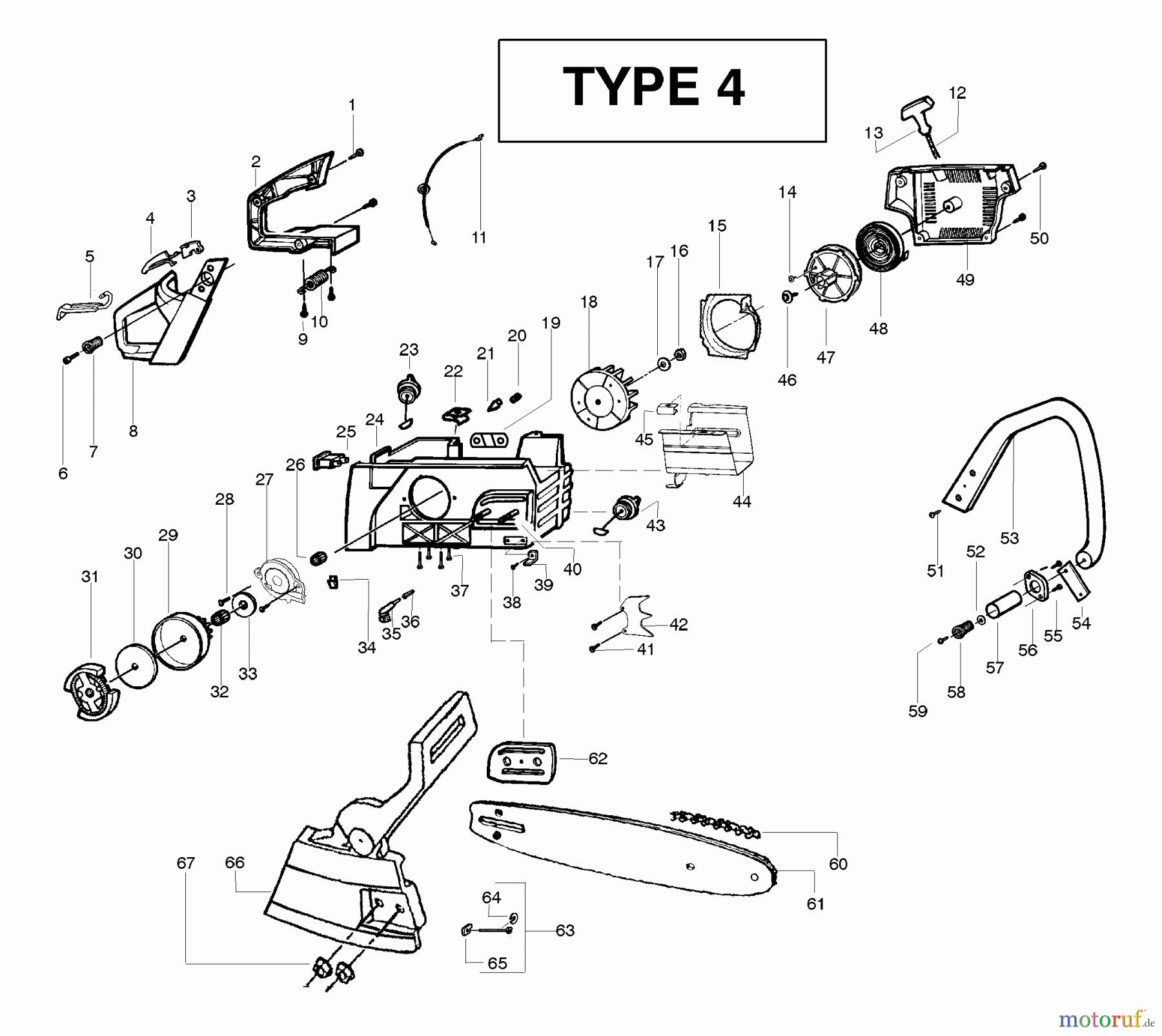 Poulan / Weed Eater Motorsägen 2775 (Type 4) - Poulan Chainsaw Handle, Chassis & Bar Assembly Type 4