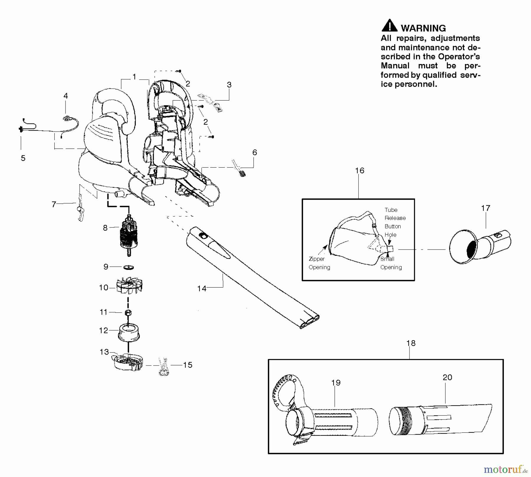 Poulan / Weed Eater Bläser / Sauger / Häcksler / Mulchgeräte BVM215 - Poulan Pro Electric Blower Electric Blower Assebmly