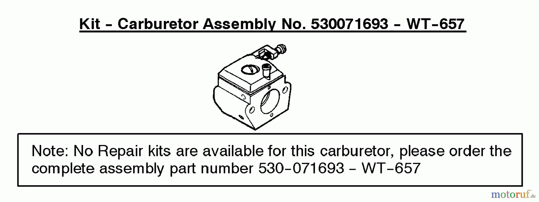 Poulan / Weed Eater Motorsägen 2900 (Type 1) - Poulan Chainsaw Carburetor Assembly - (WT-657) 530071693