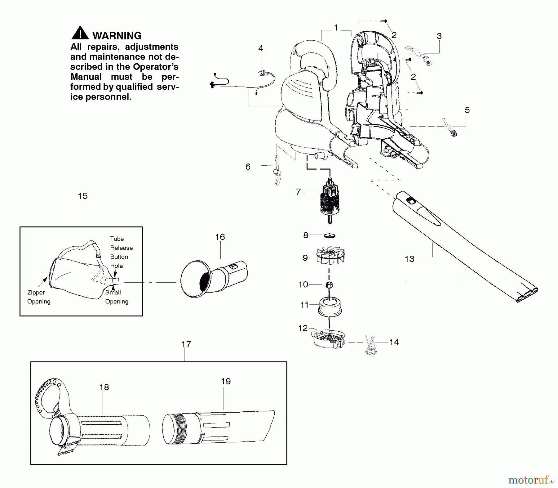 Poulan / Weed Eater Bläser / Sauger / Häcksler / Mulchgeräte EBV-VS - Weed Eater Electric Blower Blower/Electric Blower Assembly