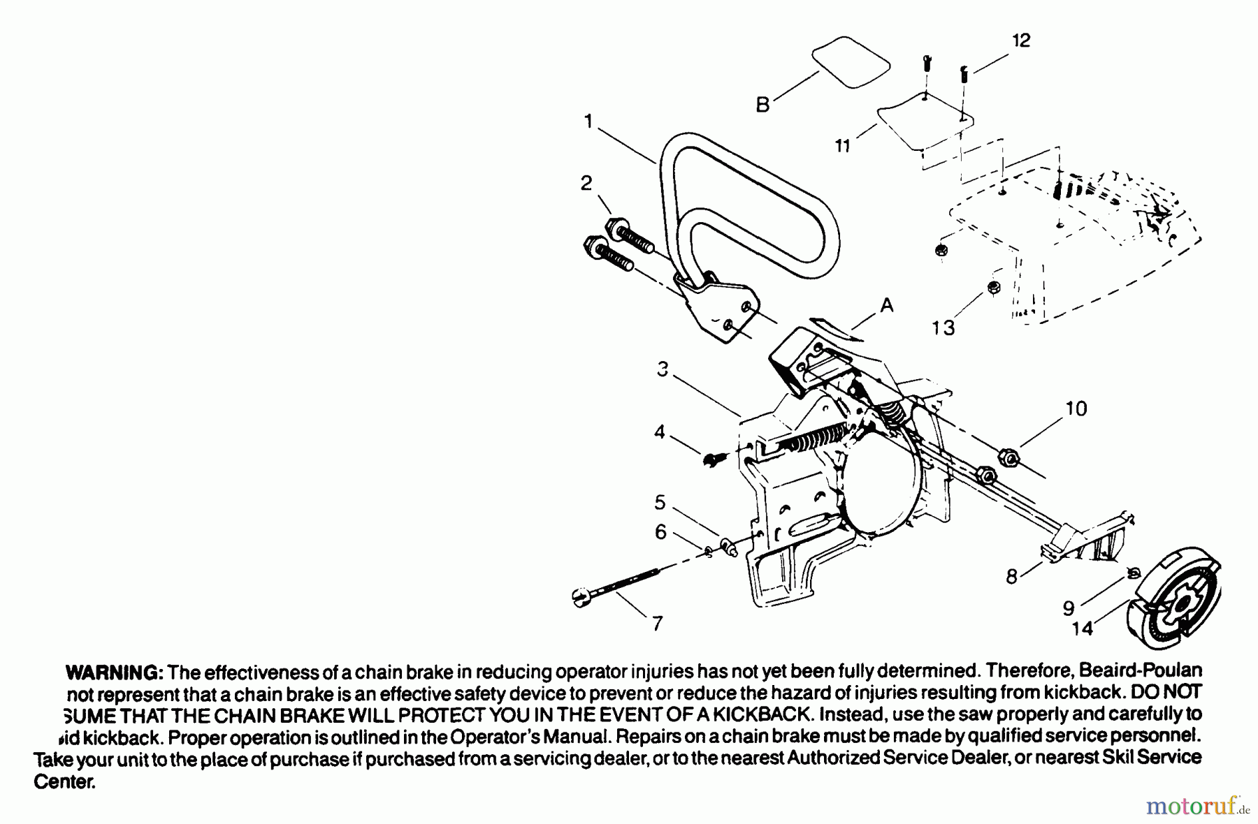 Poulan / Weed Eater Motorsägen 3400 - Poulan Chainsaw Chain Brake Assembly P/N 69208