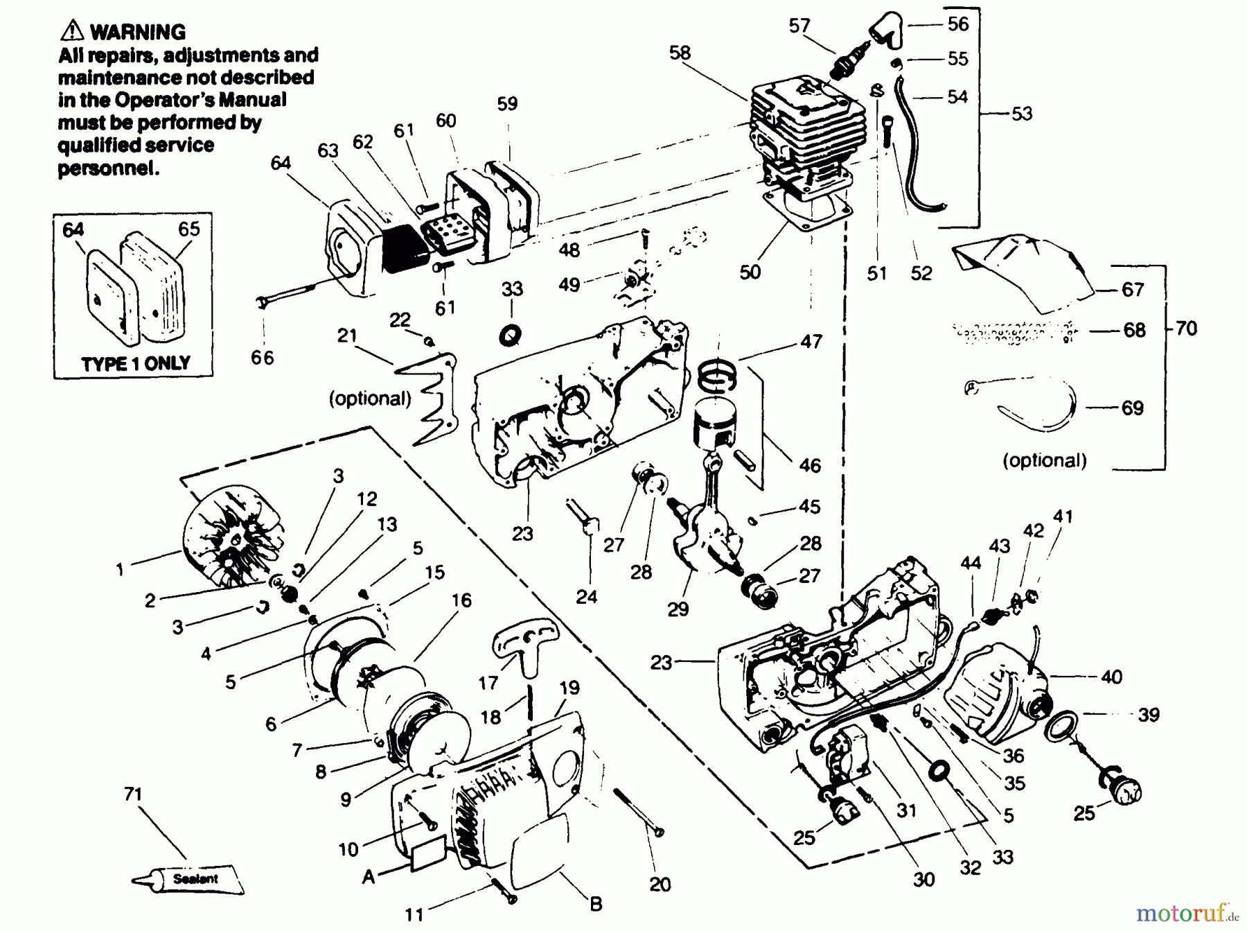 Poulan / Weed Eater Motorsägen 3400 - Poulan Chainsaw Engine Assembly