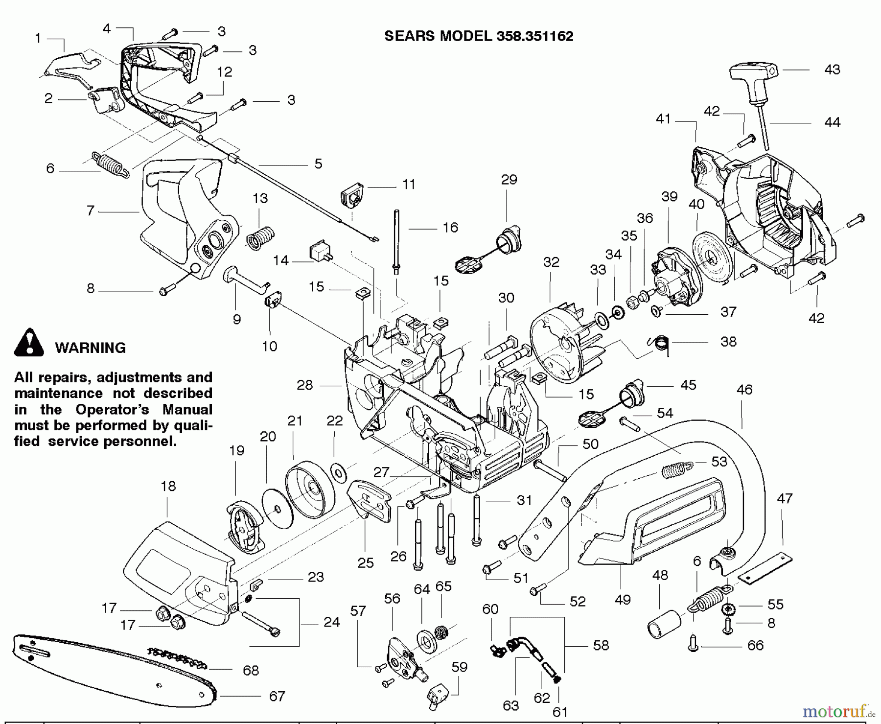  Poulan / Weed Eater Motorsägen 358.351162 - Poulan Pro Craftsman Chainsaw Repair Parts Handle and Controls