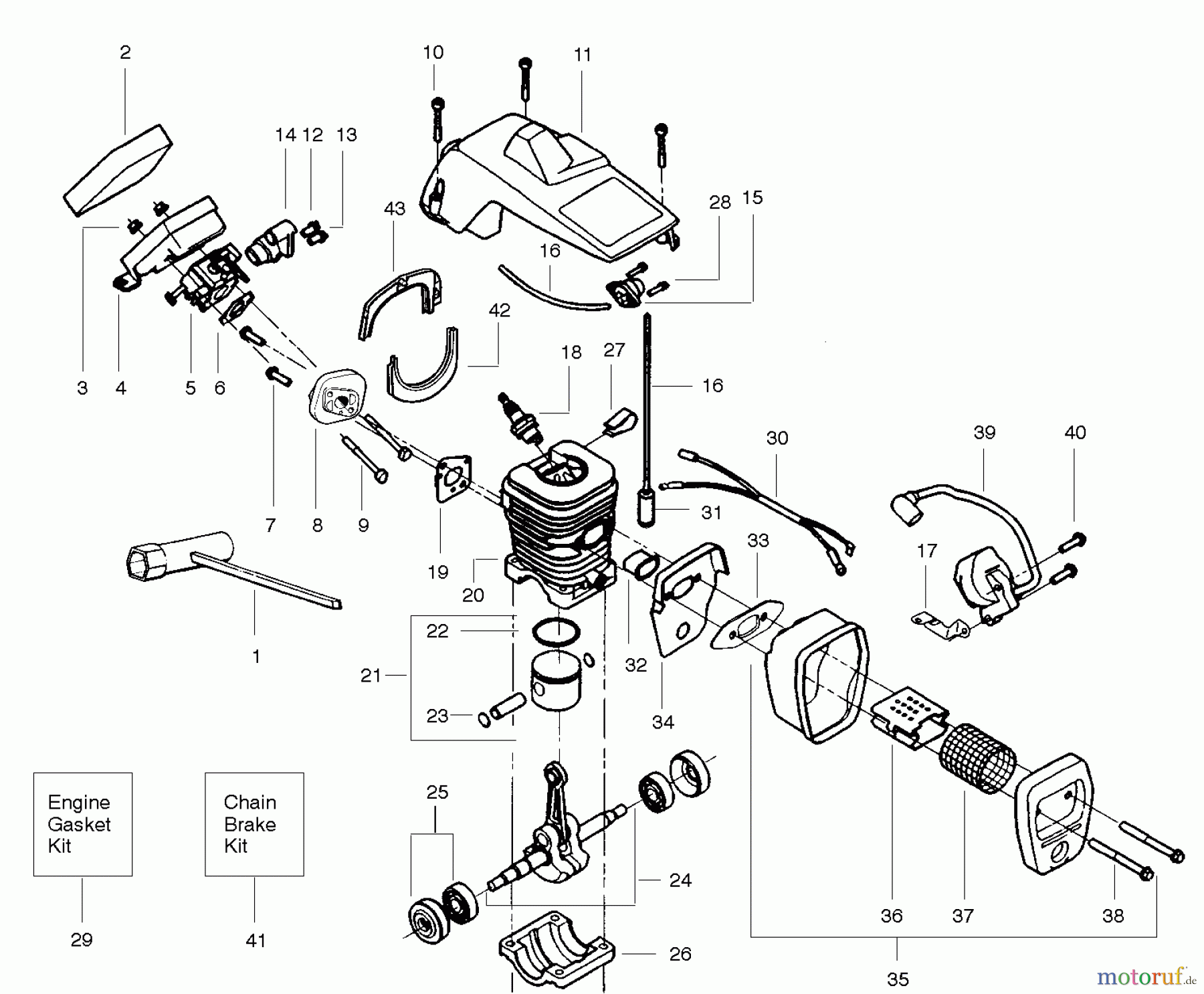 Poulan / Weed Eater Motorsägen 358.351182 - Poulan Pro Craftsman Chainsaw Repair Parts Engine