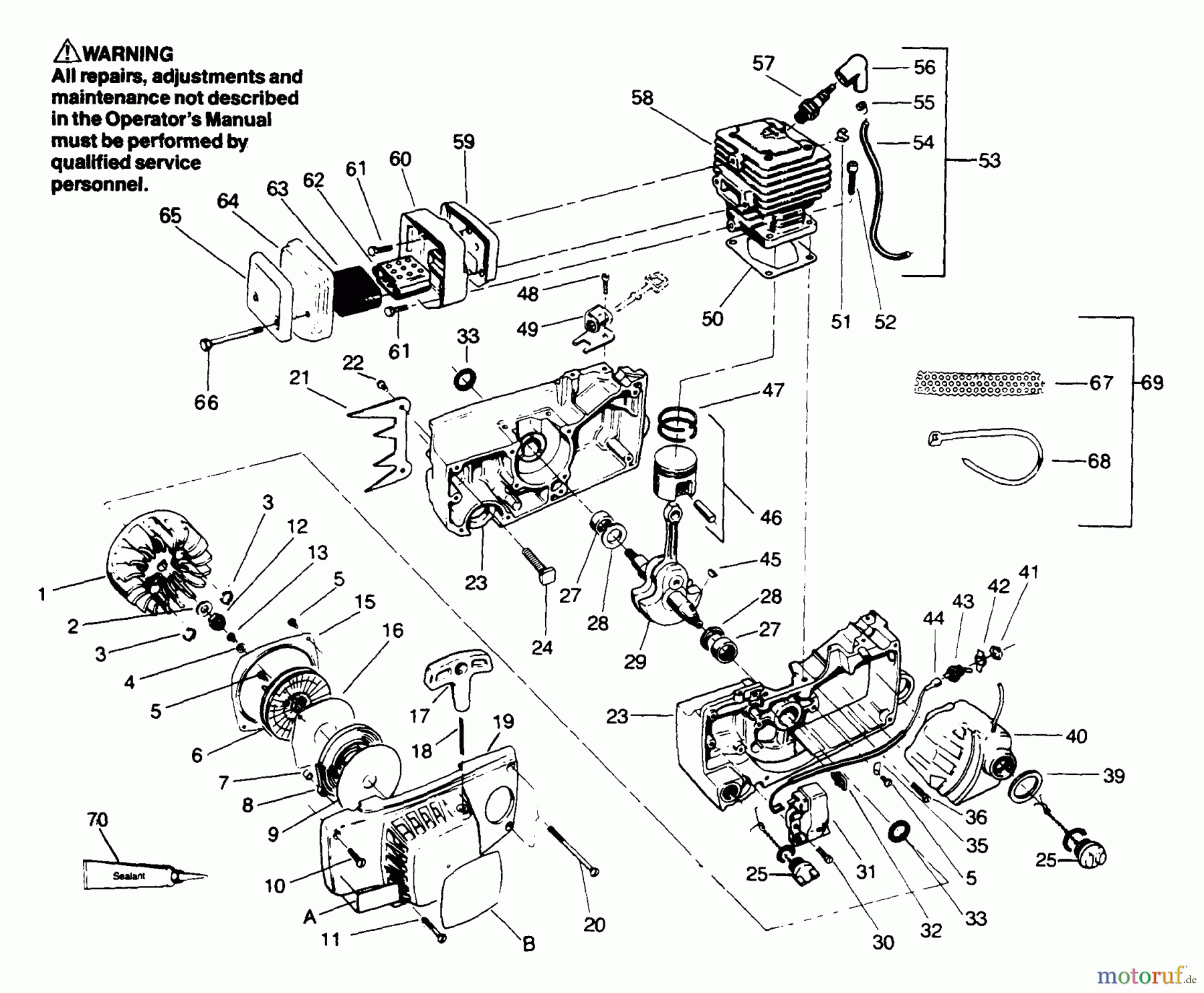 Poulan / Weed Eater Motorsägen 3700 - Poulan Chainsaw Engine Assembly