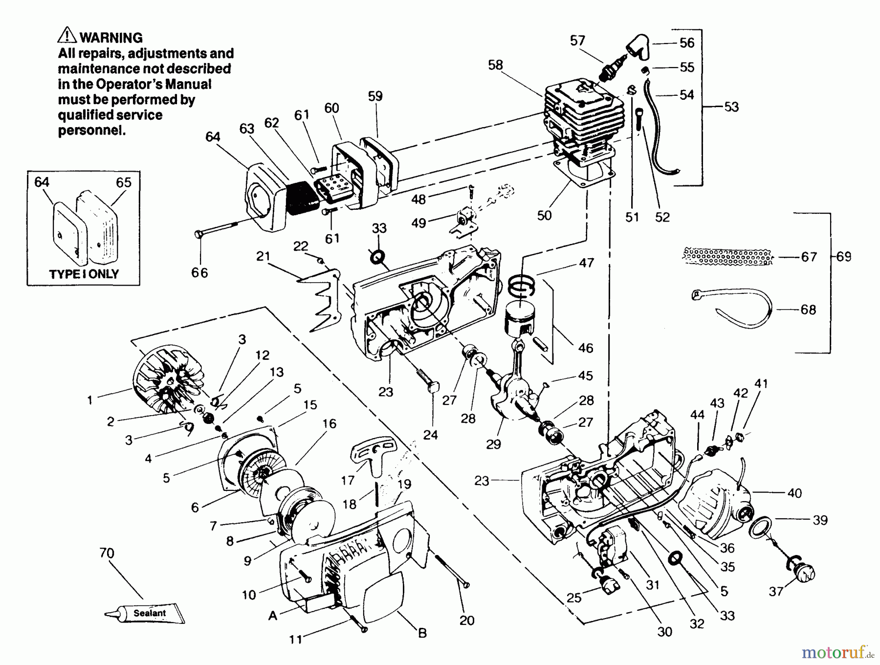Poulan / Weed Eater Motorsägen 4000 - Poulan Chainsaw Crankcase / Cylinder Assembly