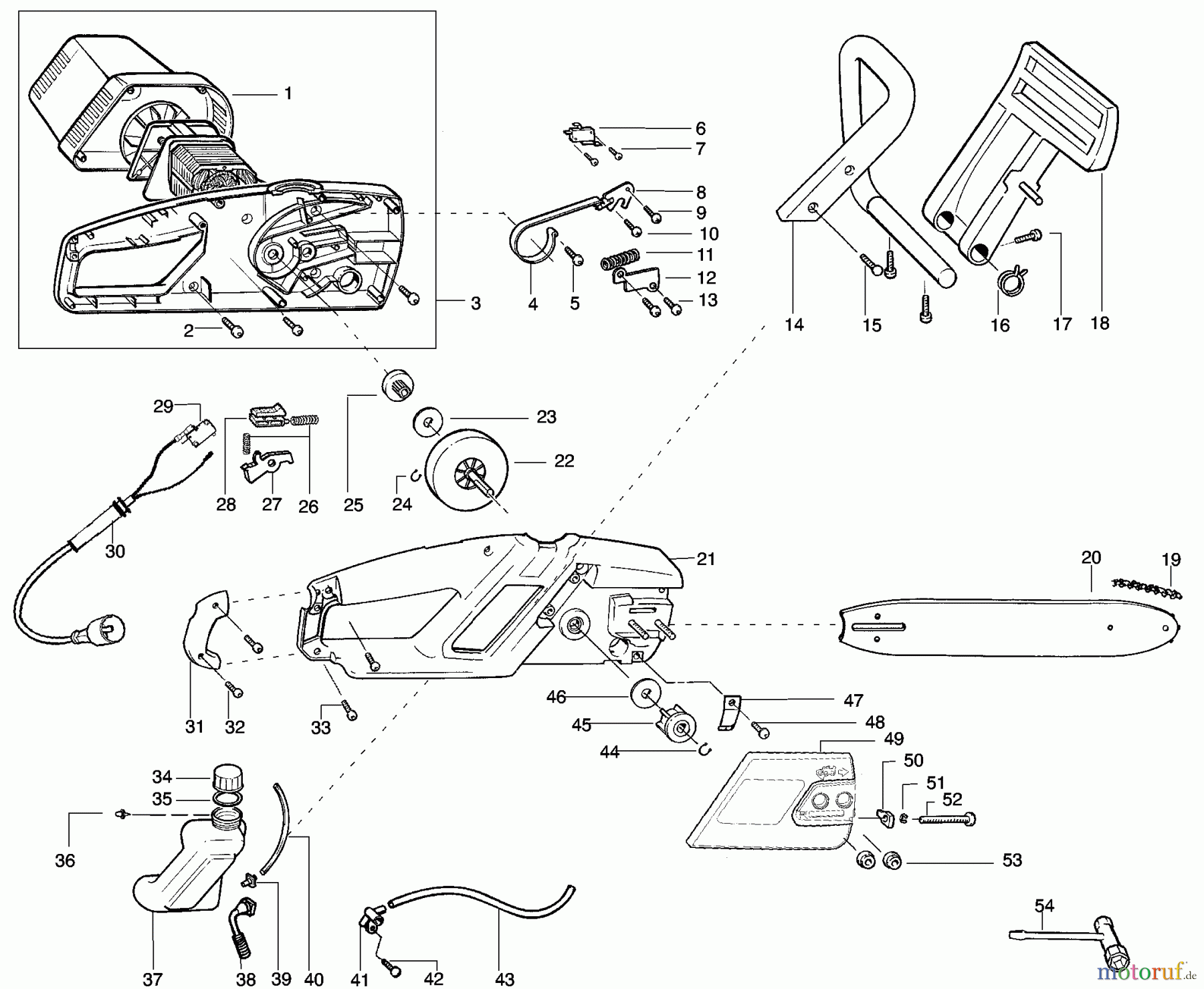 Poulan / Weed Eater Motorsägen 400E (PP400E) - Poulan Pro Electric Chainsaw Electric Saw Assembly
