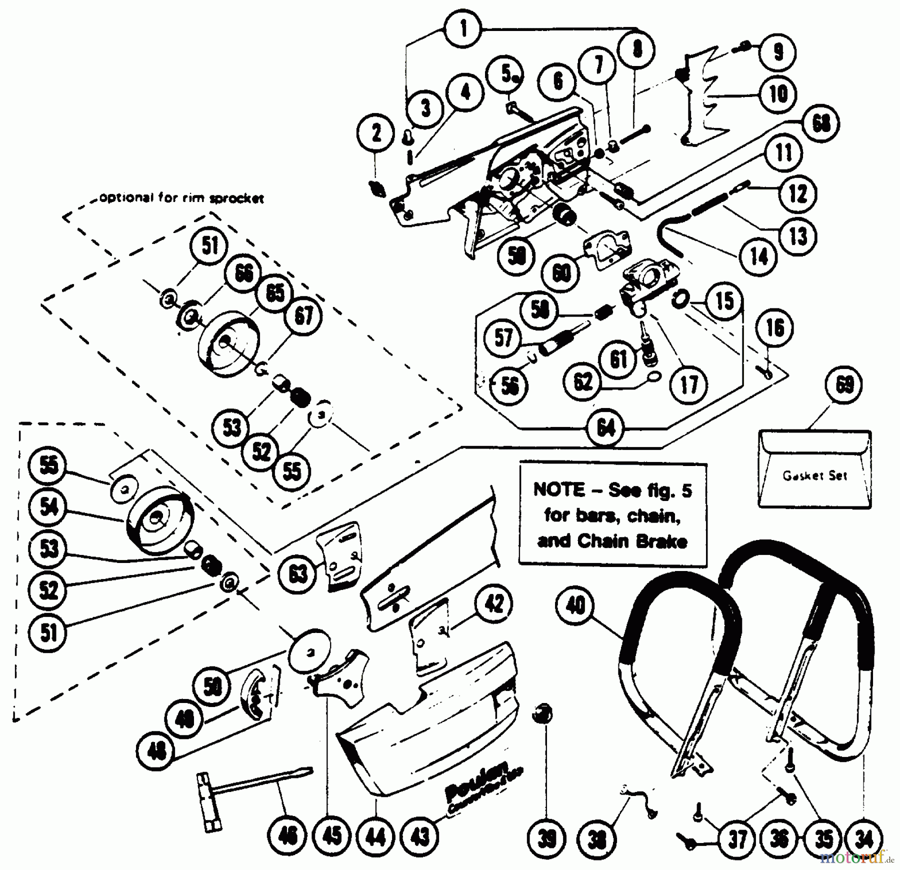  Poulan / Weed Eater Motorsägen 4200 - Poulan Chainsaw CLUTCH, CRANKCASE, & HANDLE BAR
