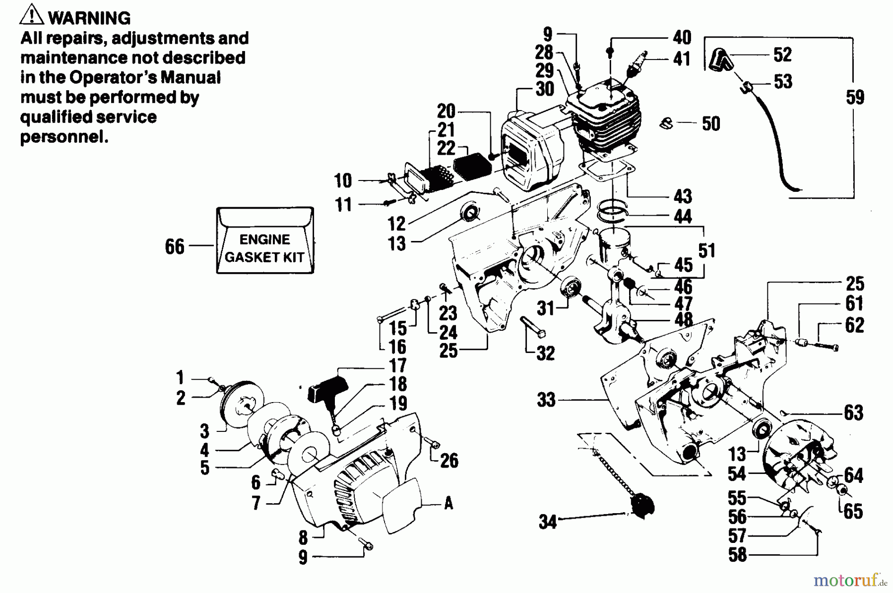 Poulan / Weed Eater Motorsägen 6900 - Poulan Chainsaw STARTER & CRANKCASE