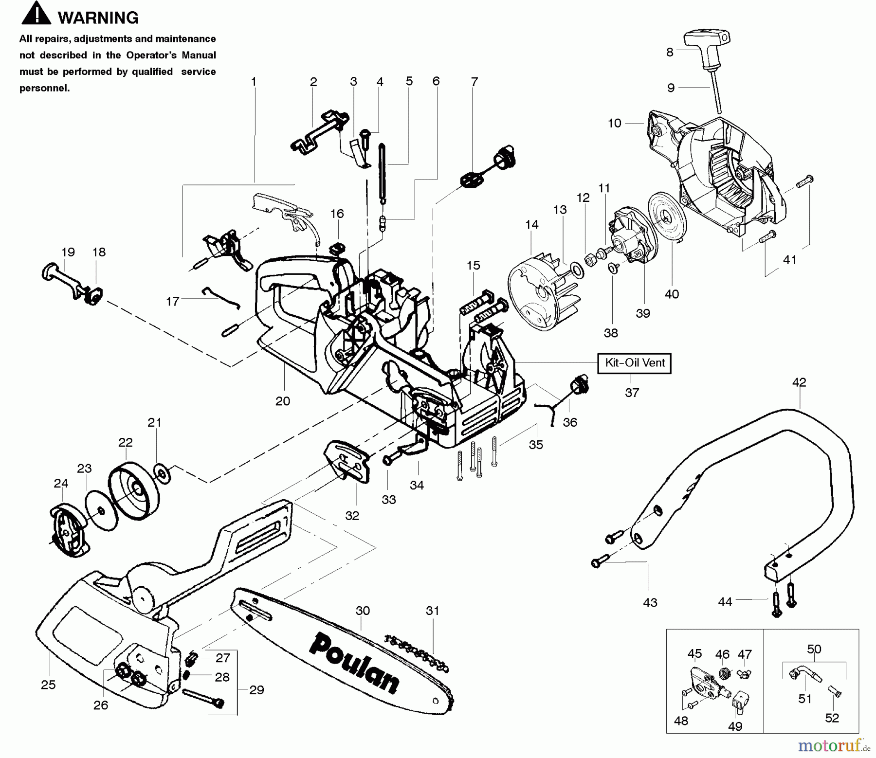 Poulan / Weed Eater Motorsägen BH2160 - Poulan Chainsaw Starter
