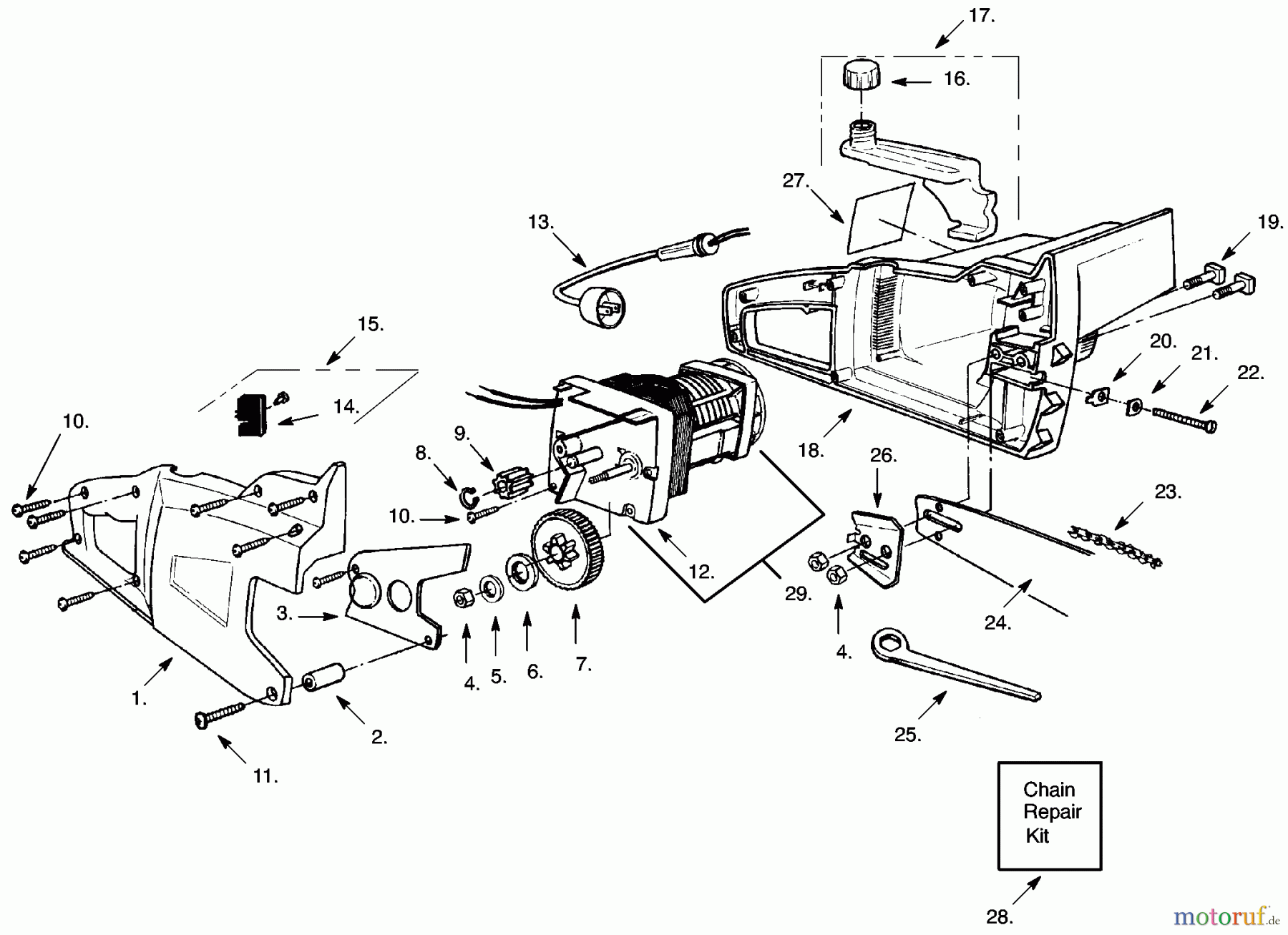 Poulan / Weed Eater Motorsägen 1420 (Type 1) - Poulan Electric Chainsaw Chain Saw Assembly Type 1