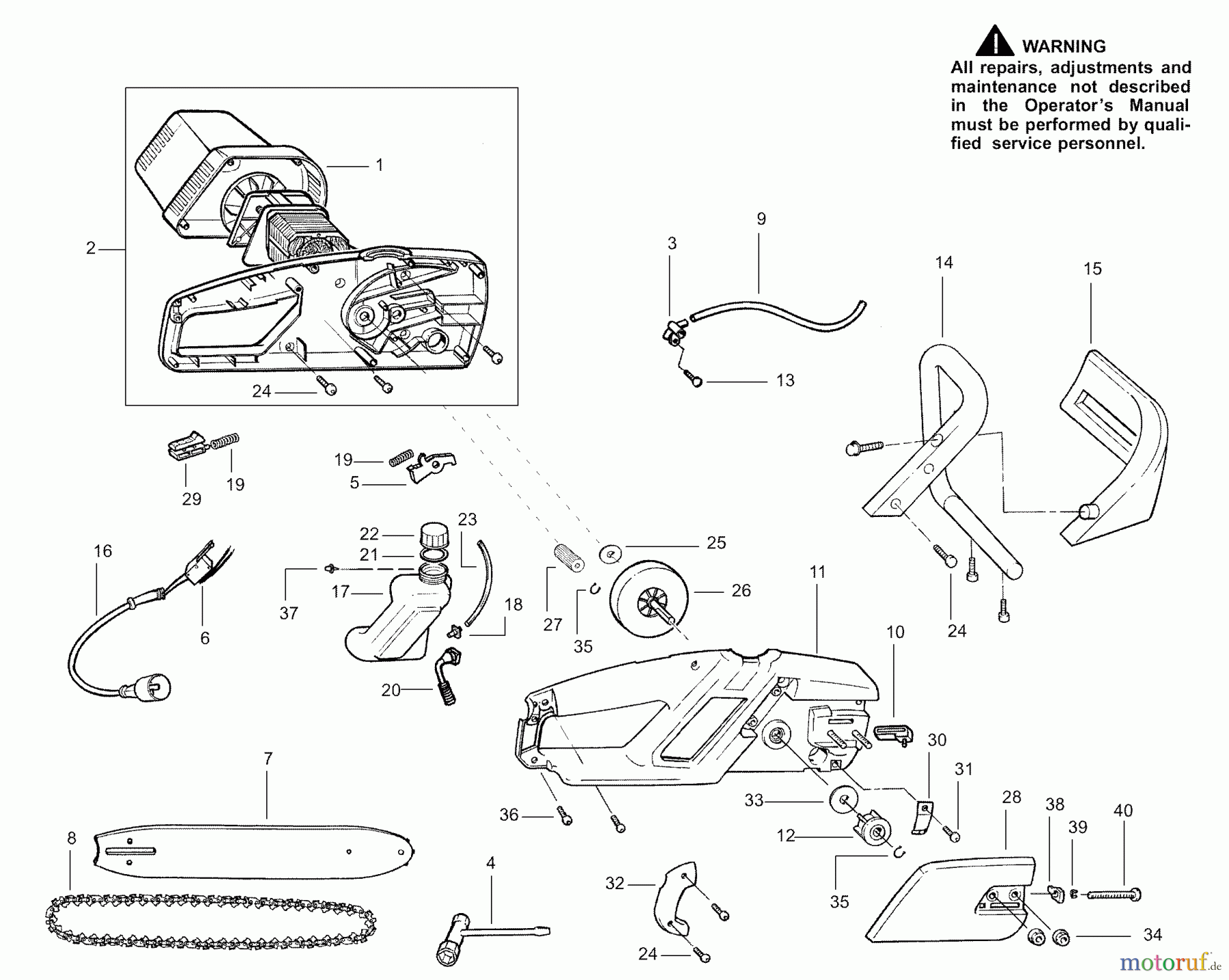 Poulan / Weed Eater Motorsägen ES300 - Poulan Electric Chainsaw Chain Saw Assembly