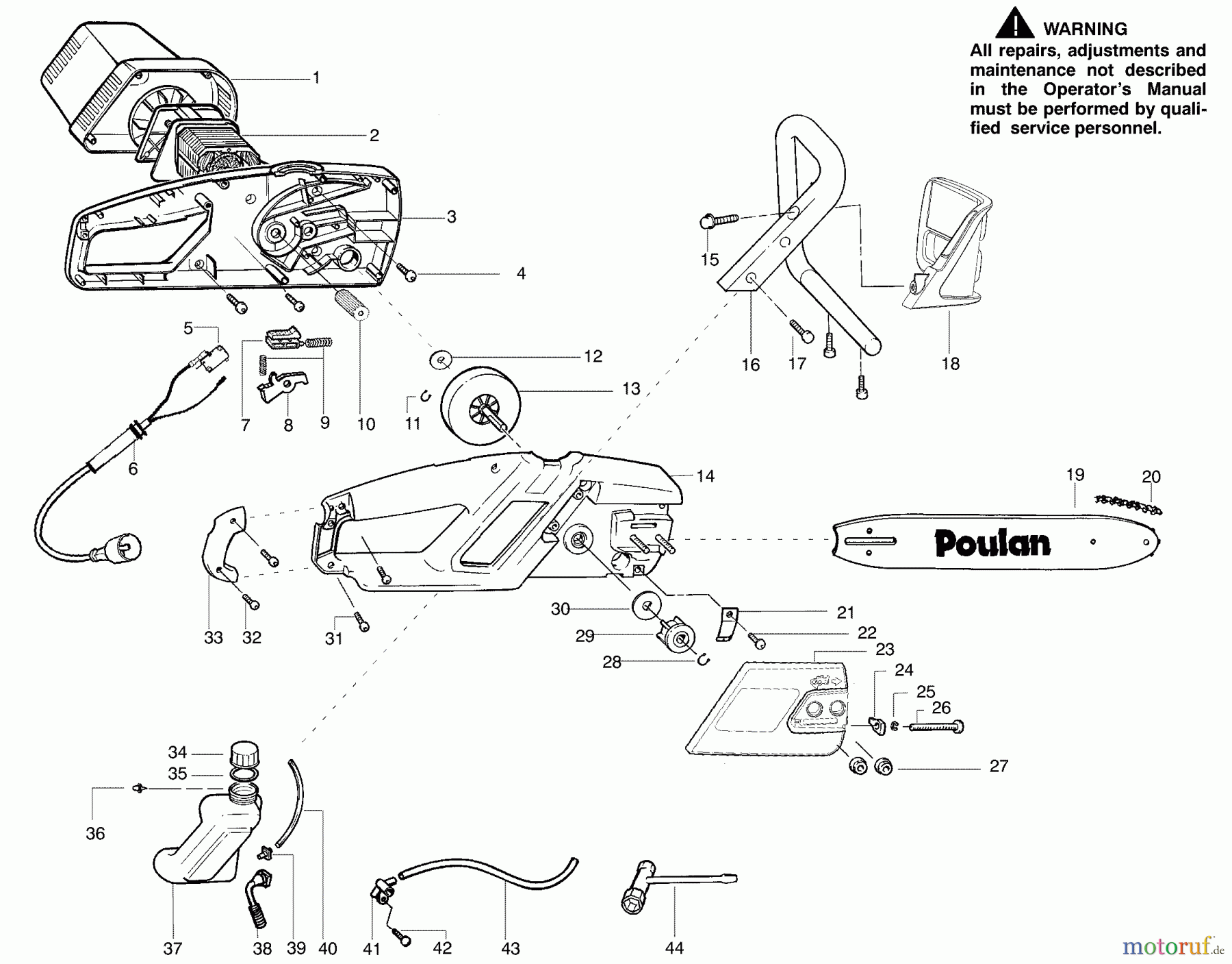 Poulan / Weed Eater Motorsägen ES350 - Poulan Electric Chainsaw Electric Saw Assembly