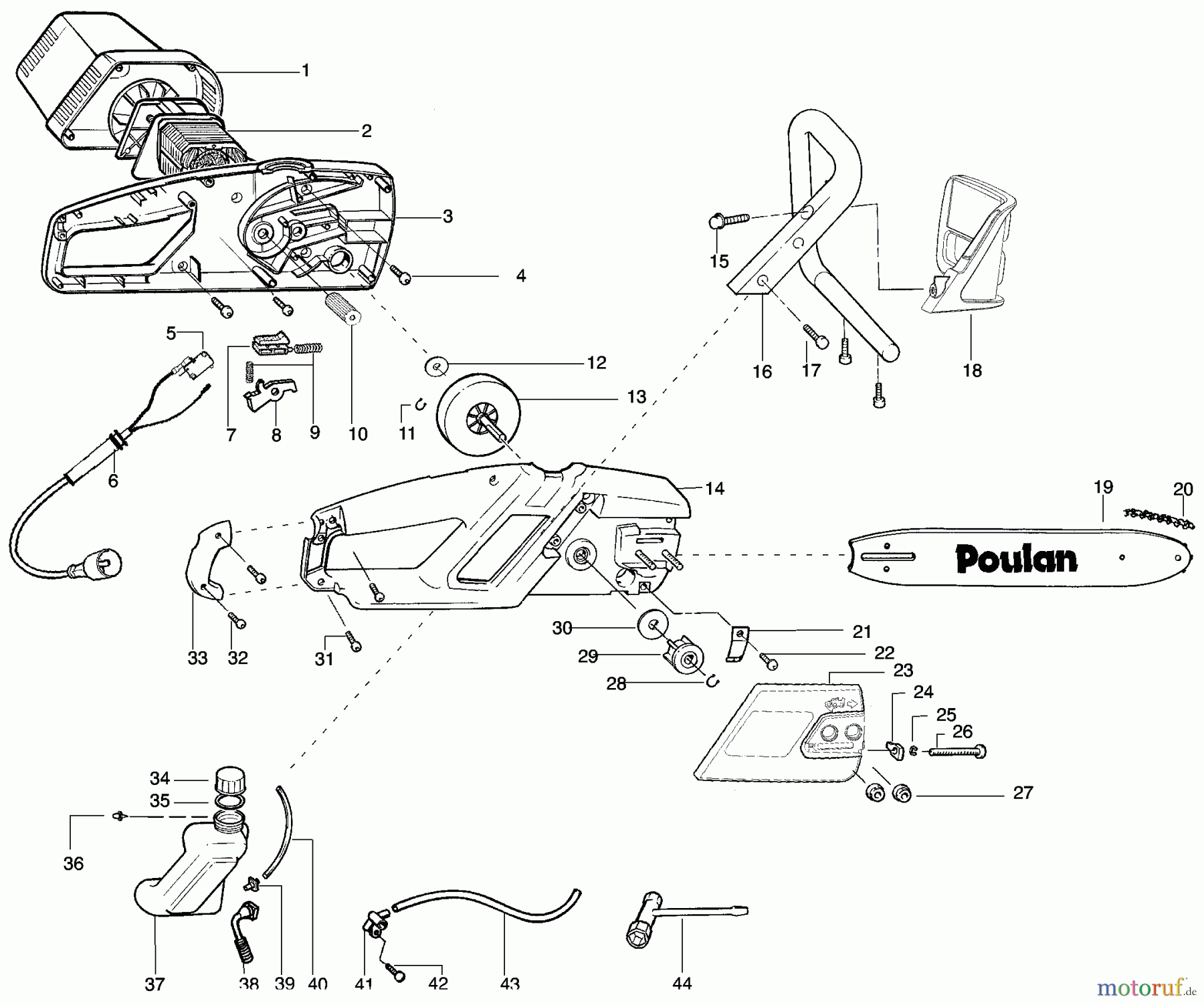 Poulan / Weed Eater Motorsägen ES350WT - Poulan Electric Chainsaw Electric Saw Assembly
