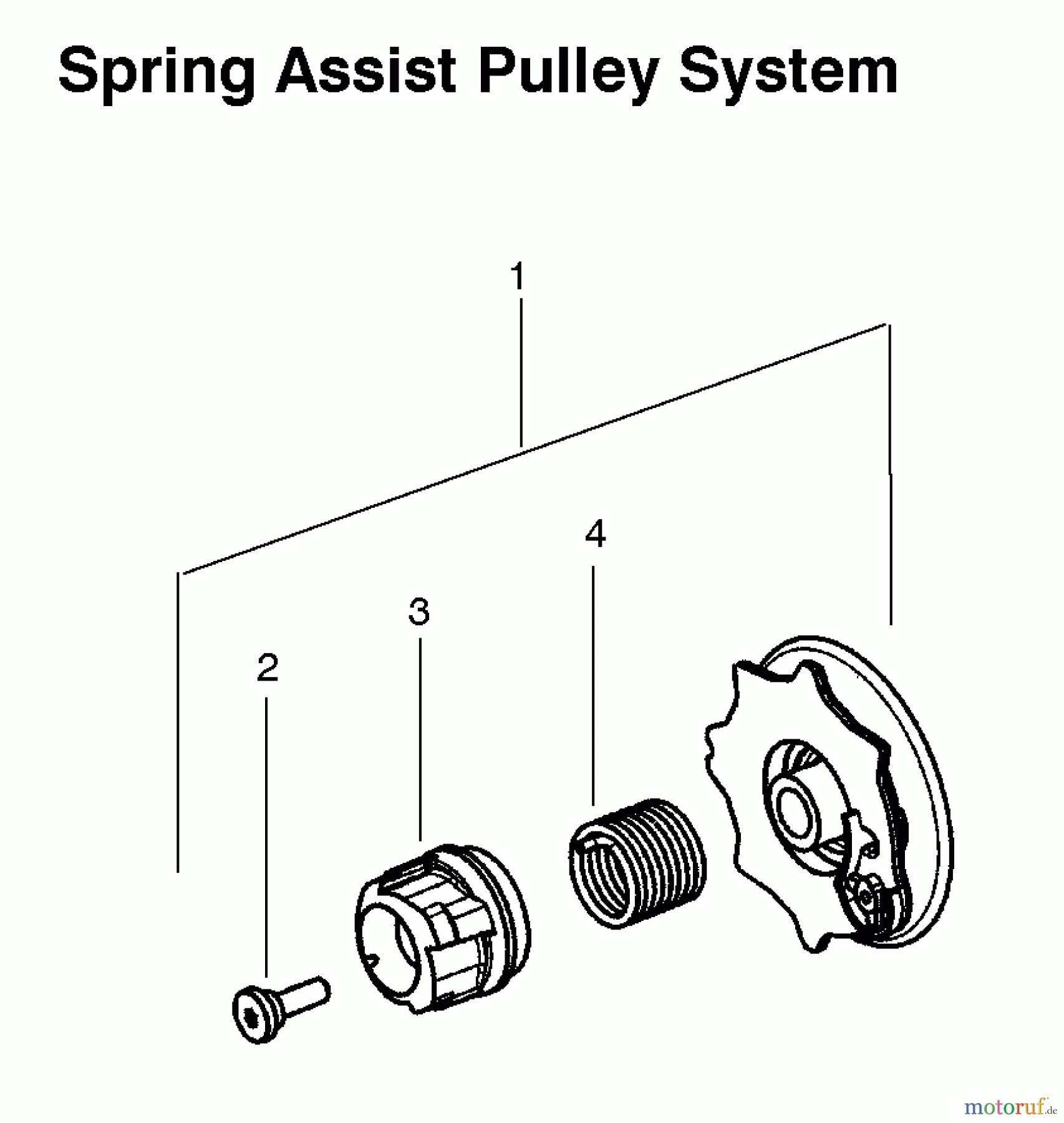 Poulan / Weed Eater Motorsägen P3314WS (Type 1) - Poulan Woodshark Chainsaw Spring Assist Pulley System