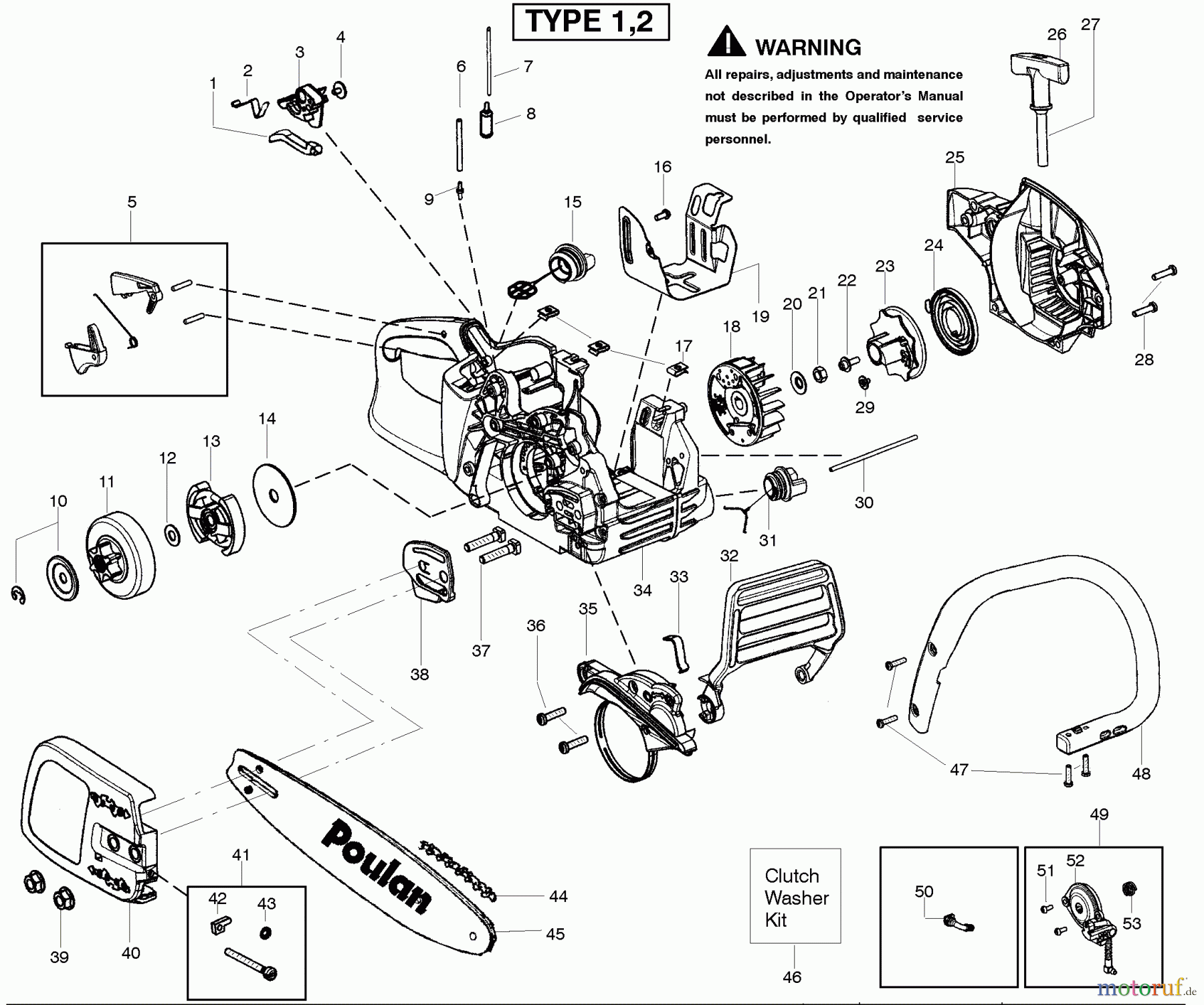 Poulan / Weed Eater Motorsägen P3516PR (Type 1) - Poulan Predator Chainsaw Starter Type 1-2