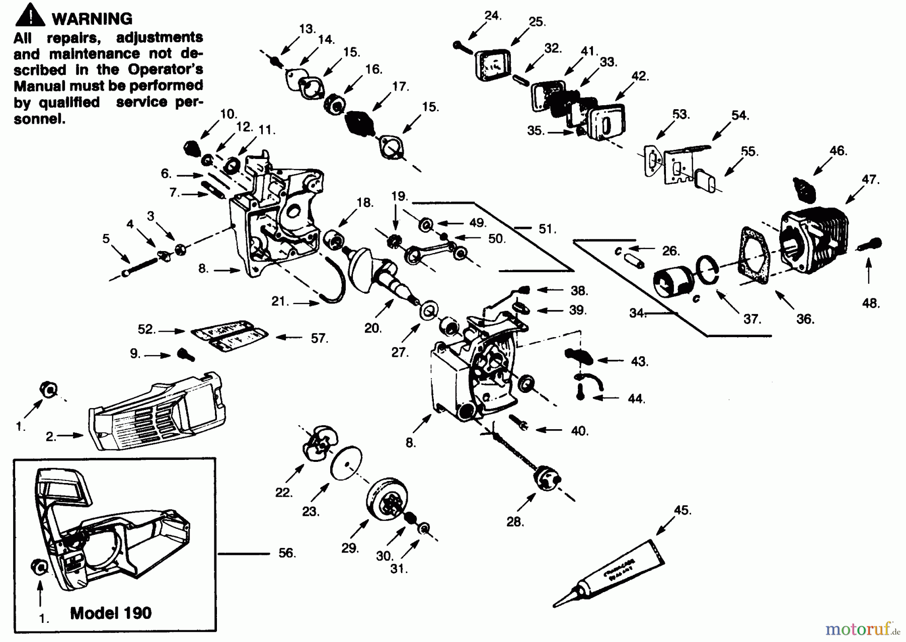 Poulan / Weed Eater Motorsägen PP180 - Poulan Pro Chainsaw INTERNAL POWER UNIT