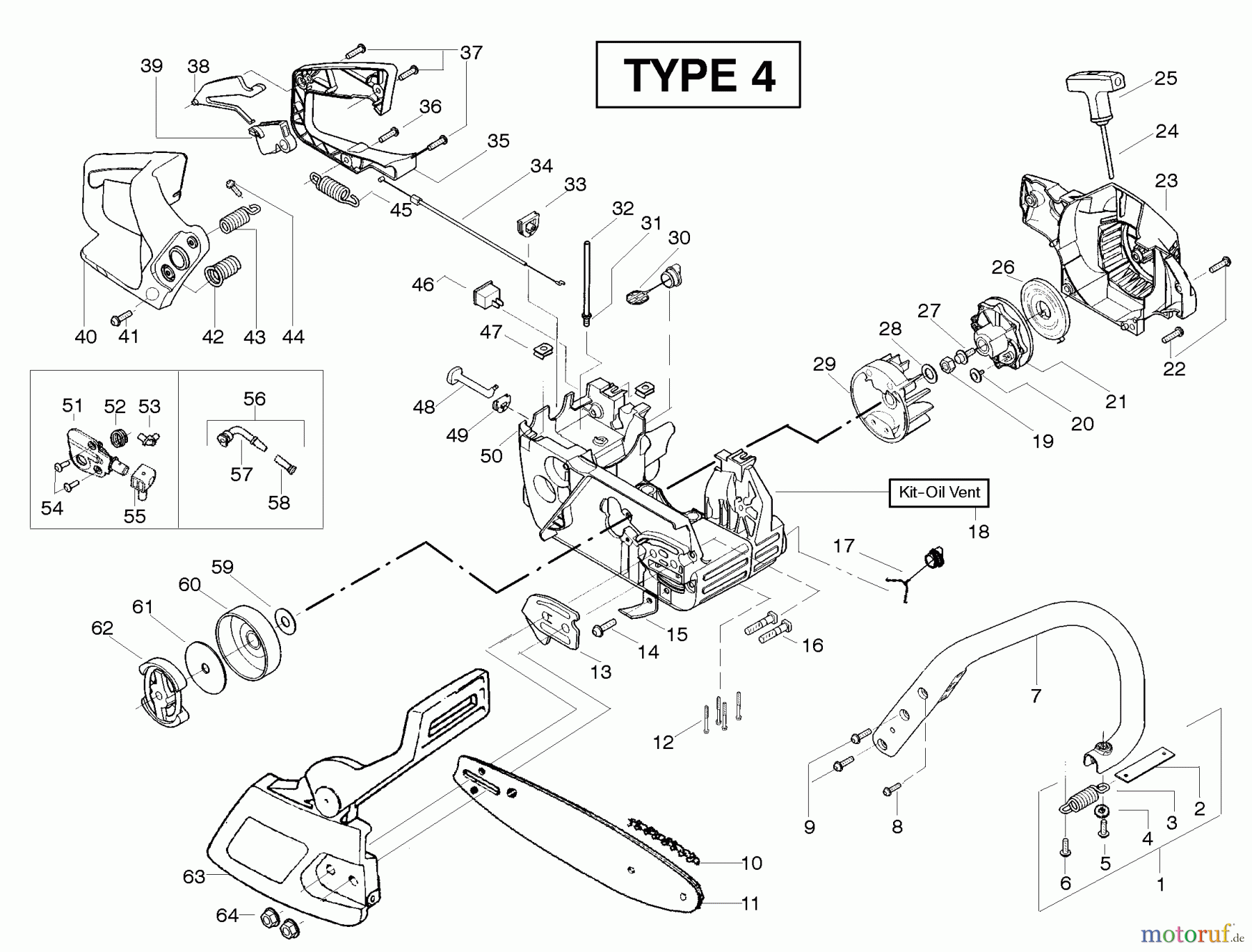 Poulan / Weed Eater Motorsägen PP220 (Type 4) - Poulan Pro Chainsaw Starter Type 4