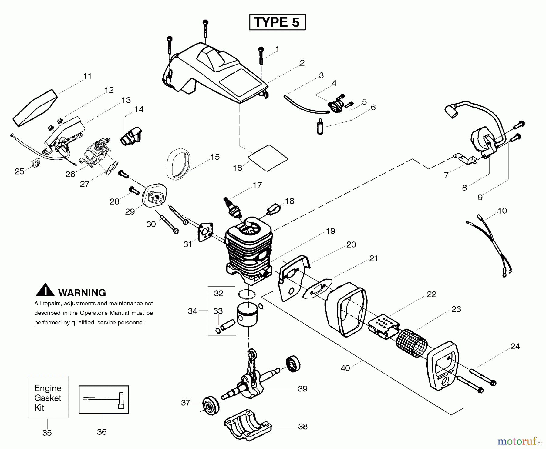 Poulan / Weed Eater Motorsägen PP220 (Type 5) - Poulan Pro Chainsaw Engine Type 5