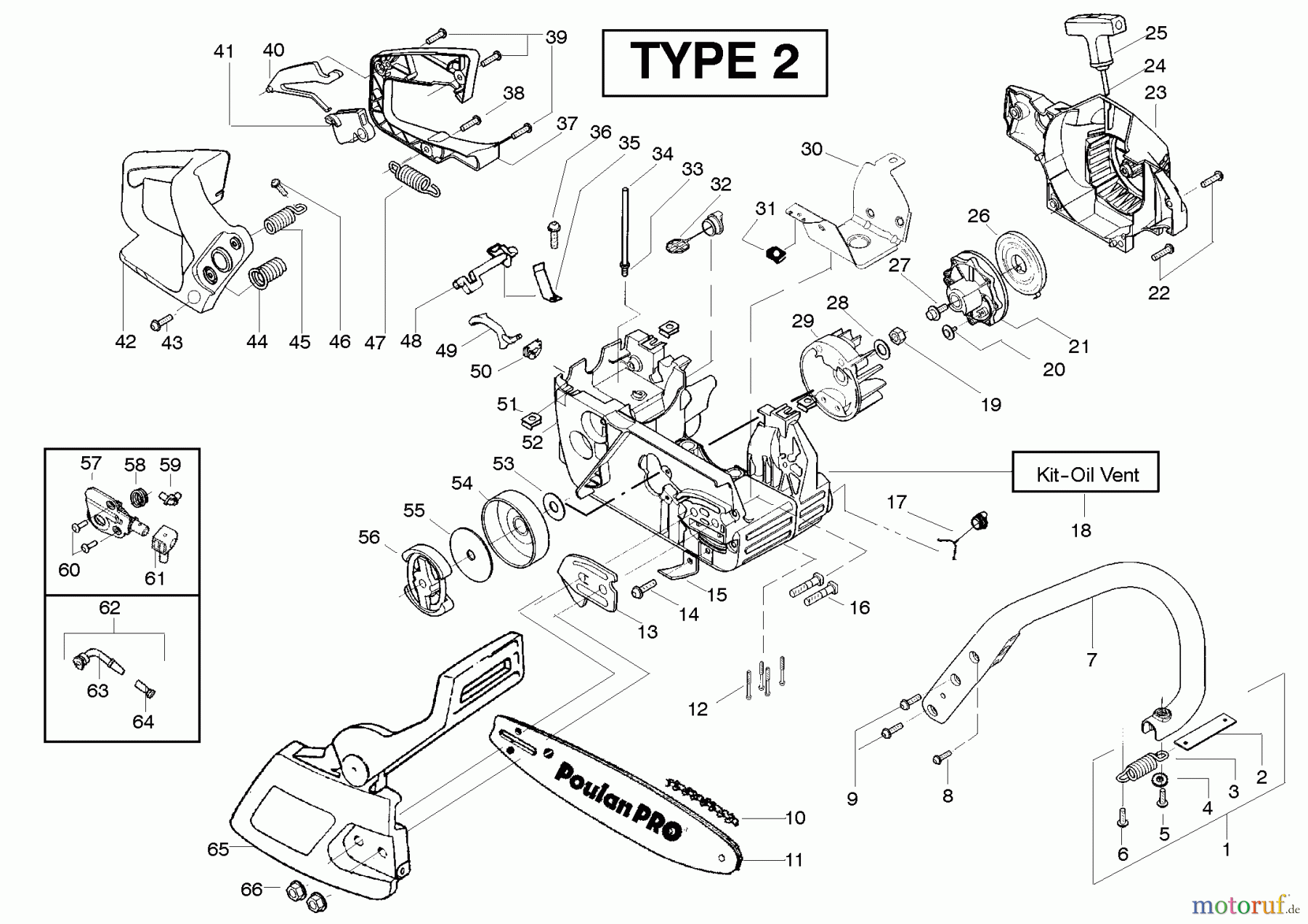 Poulan / Weed Eater Motorsägen PP221LE (Type 2) - Poulan Pro Chainsaw Starter Type 2
